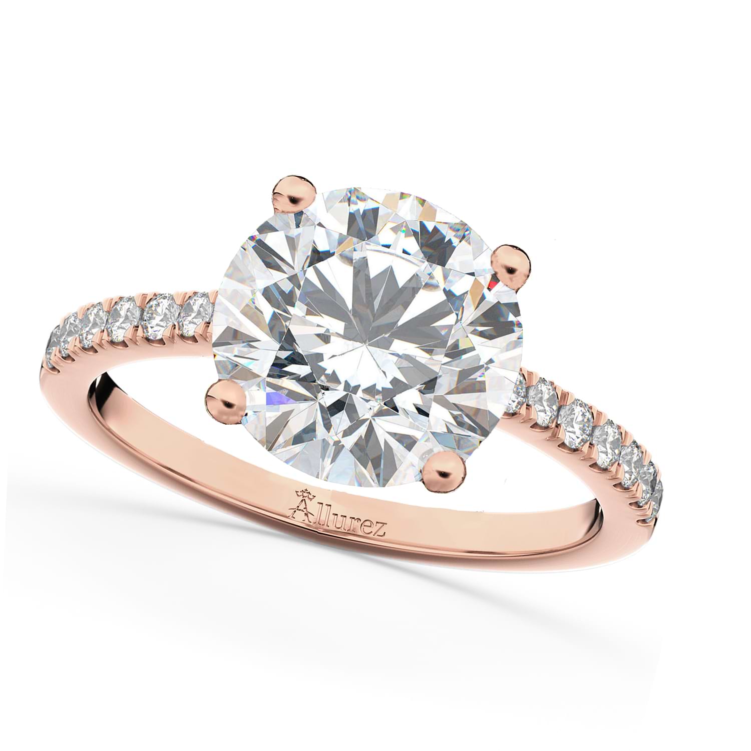 Moissanite & Diamond Engagement Ring 14K Rose Gold 1.81ct