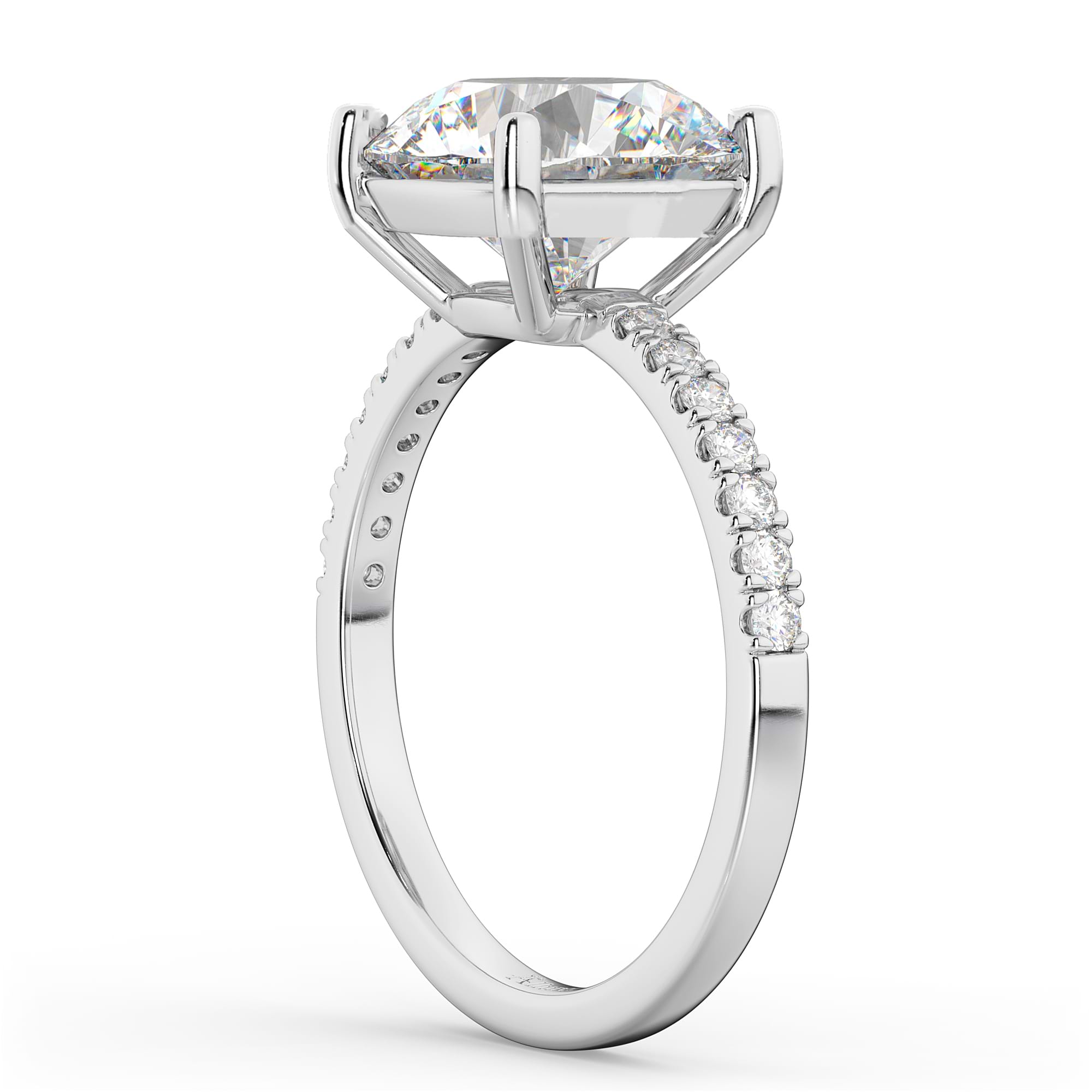 Moissanite & Diamond Engagement Ring 14K White Gold 1.81ct