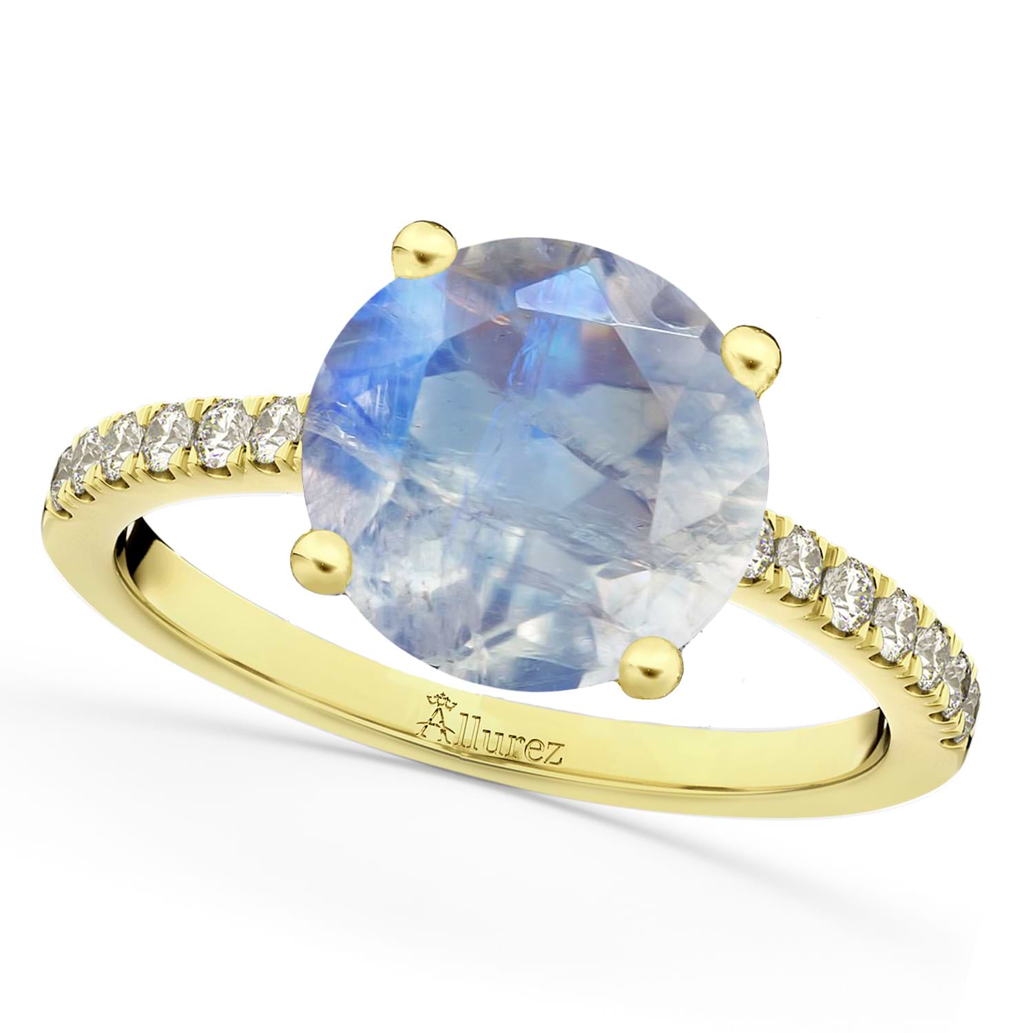 Moonstone & Diamond Engagement Ring 14K Yellow Gold 2.71ct