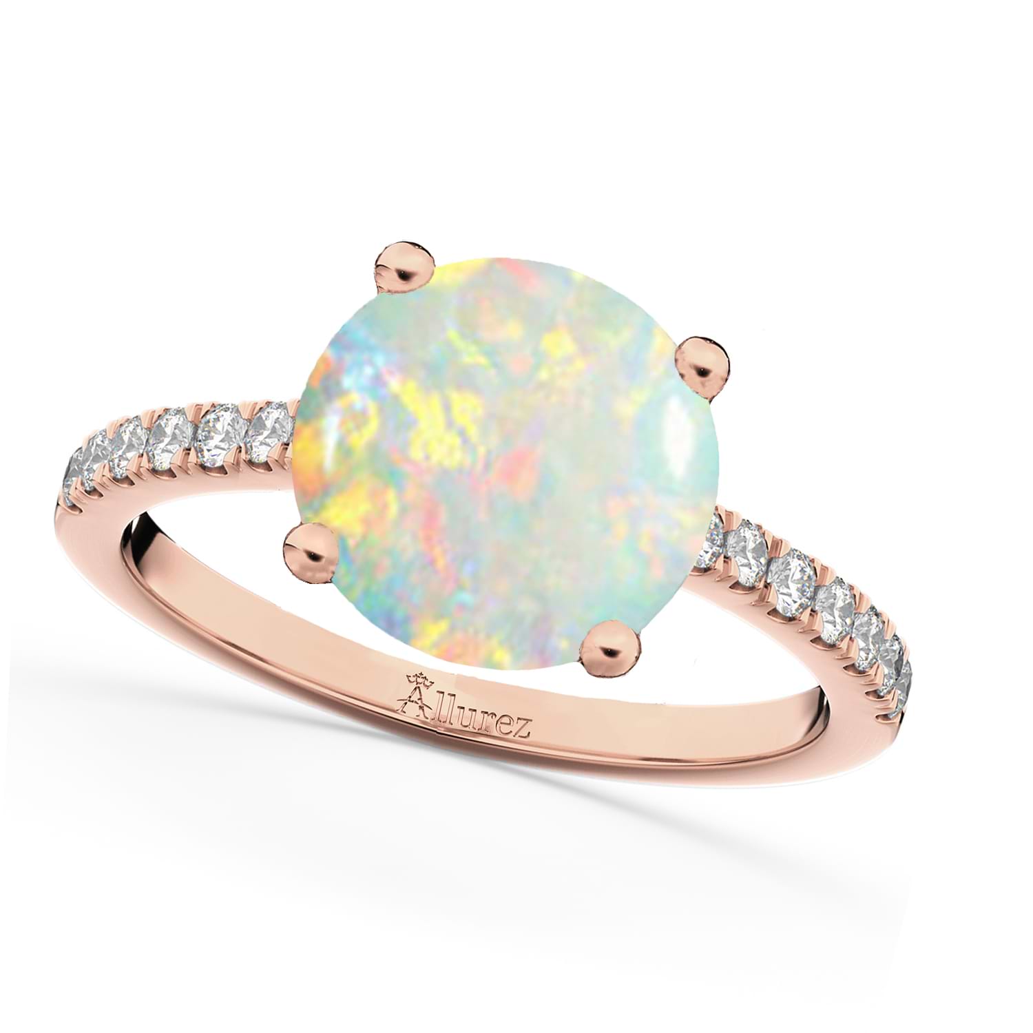 Opal & Diamond Engagement Ring 14K Rose Gold 1.51ct