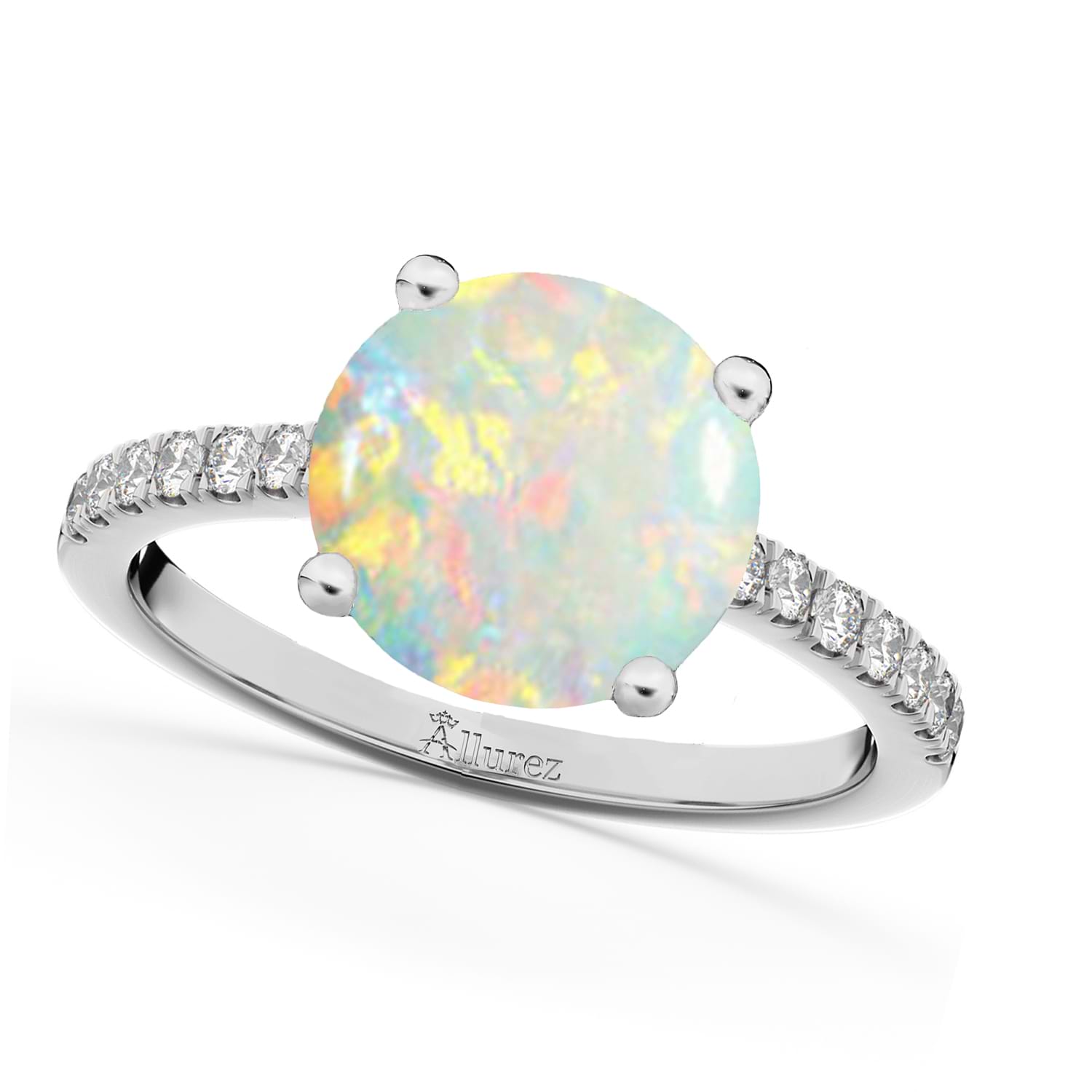 Opal & Diamond Engagement Ring Palladium 1.51ct