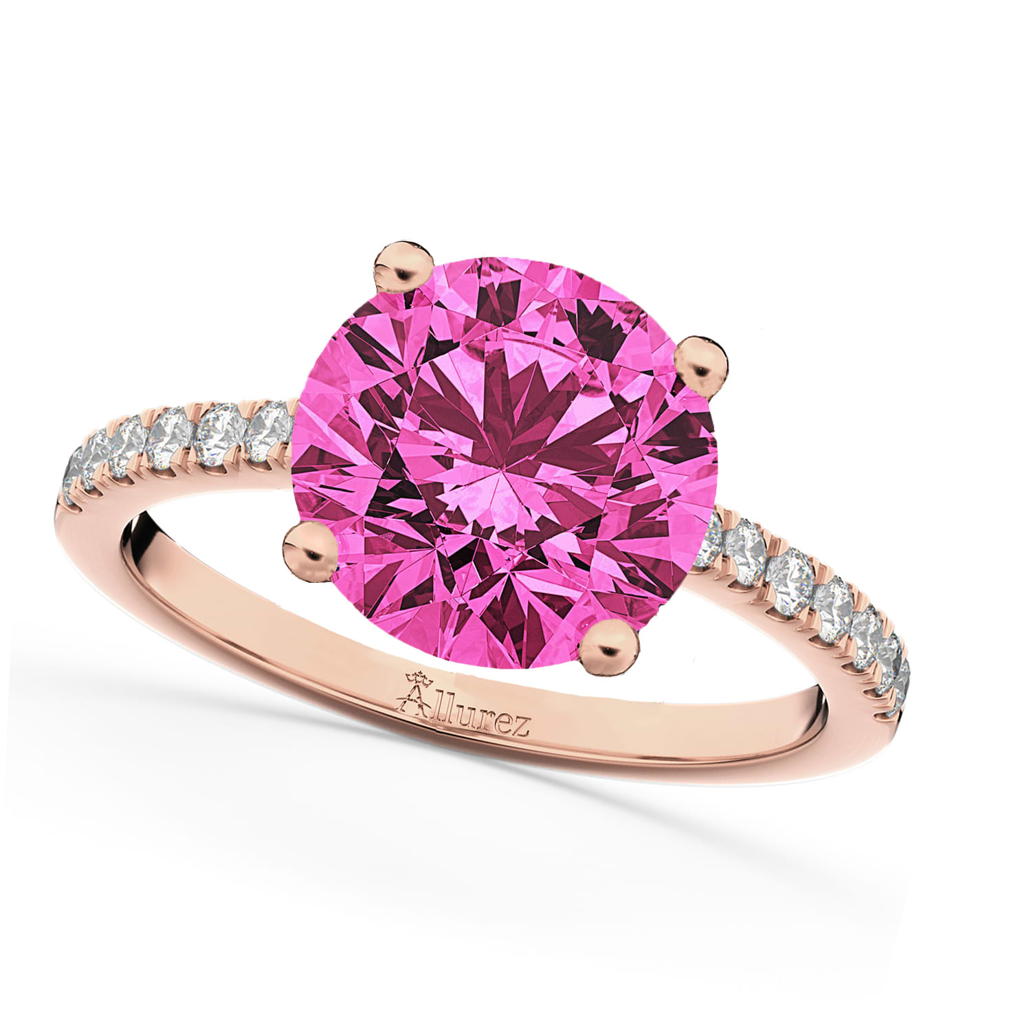 Pink Tourmaline & Diamond Engagement Ring 14K Rose Gold 2.21ct