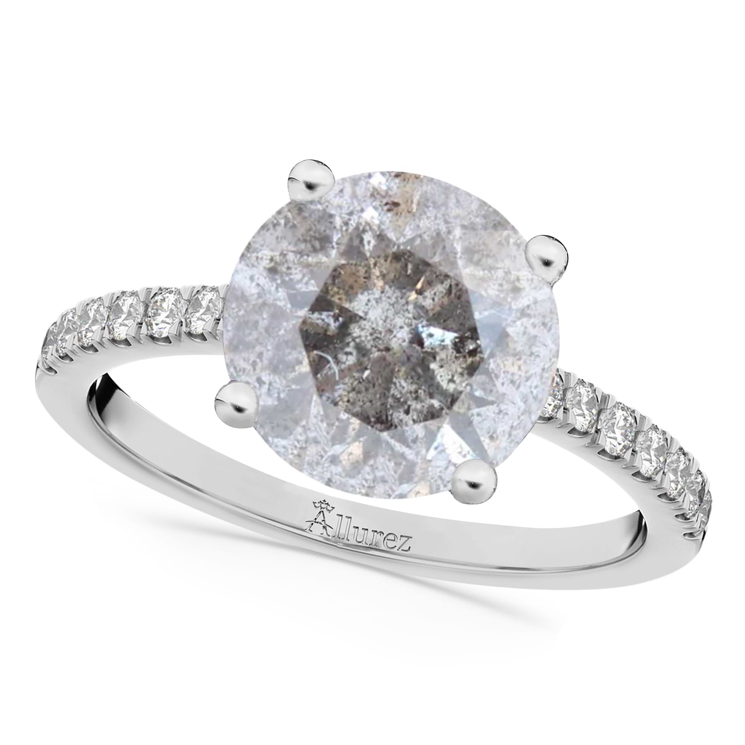 Salt & Pepper & White Diamond Engagement Ring Palladium (2.21ct)