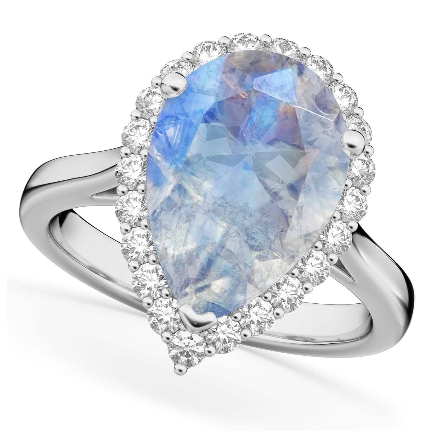 14K White Rainbow Moonstone & 1/8 CTW Diamond Halo-Style Ring | Roth  Jewelers
