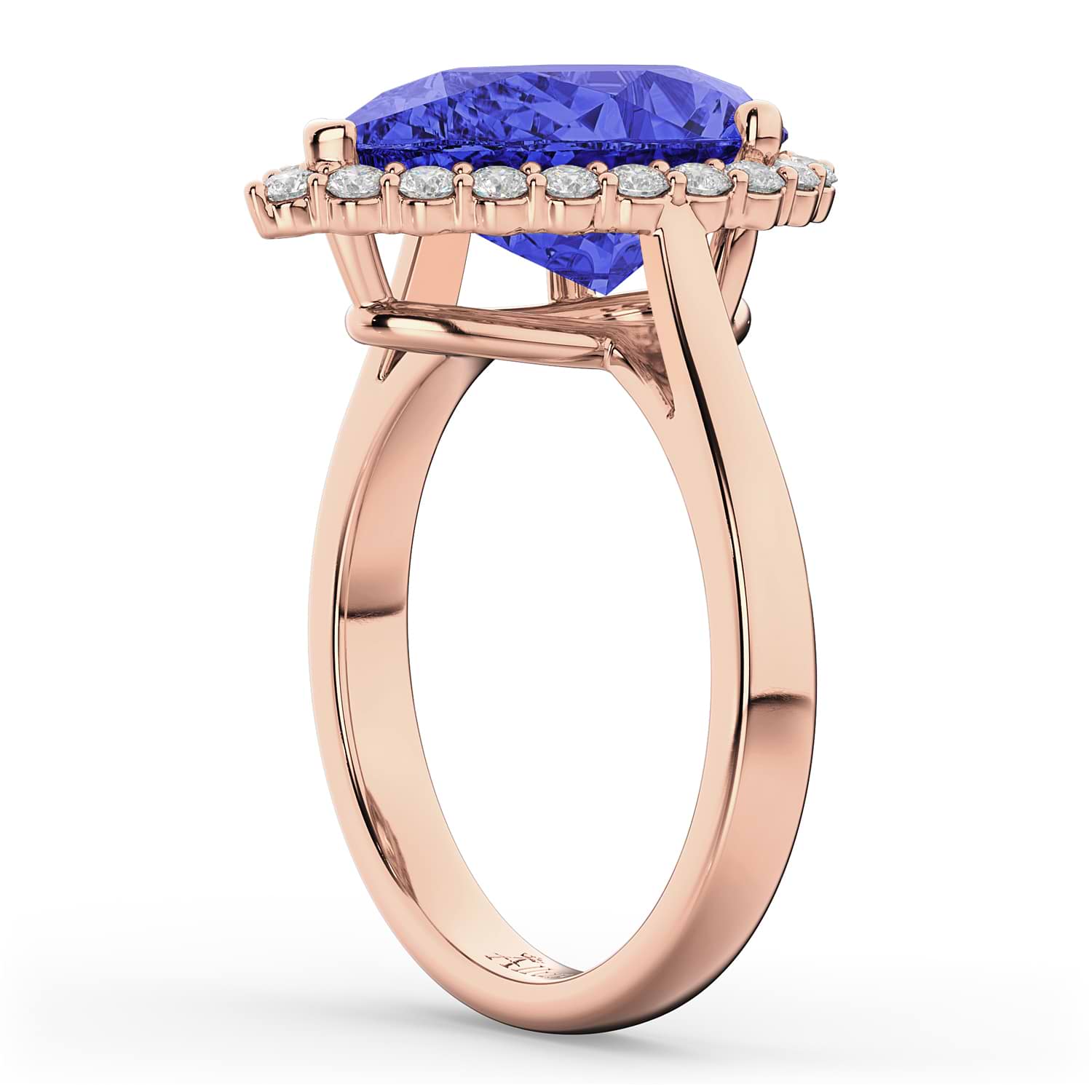 Pear Cut Halo Tanzanite & Diamond Engagement Ring 14K Rose Gold 8.34ct