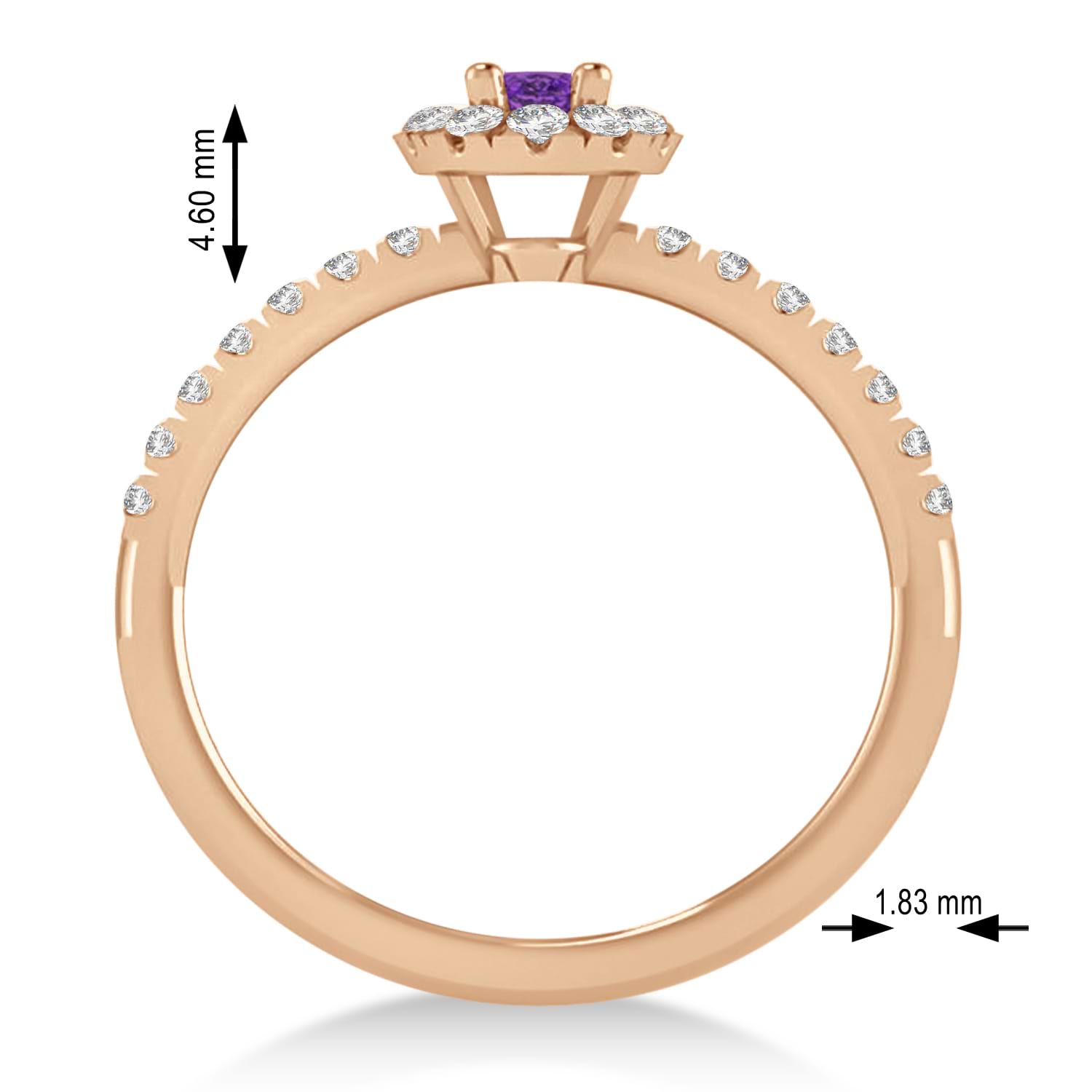 Oval Amethyst & Diamond Halo Engagement Ring 14k Rose Gold (0.60ct)