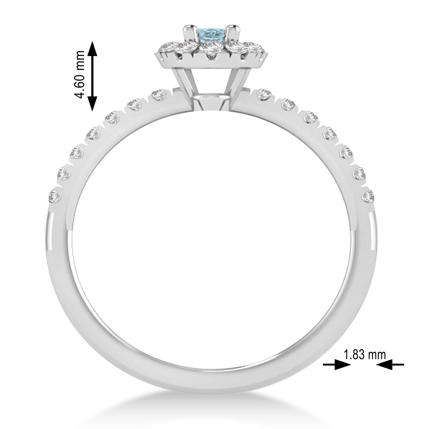 Oval Aquamarine & Diamond Halo Engagement Ring 14k White Gold (0.60ct)