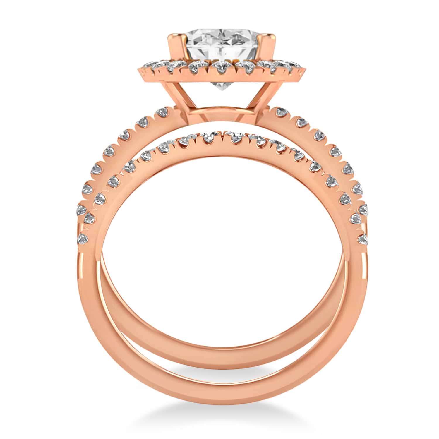 Diamond Oval-Cut Halo Bridal Set 14k Rose Gold (3.78ct)