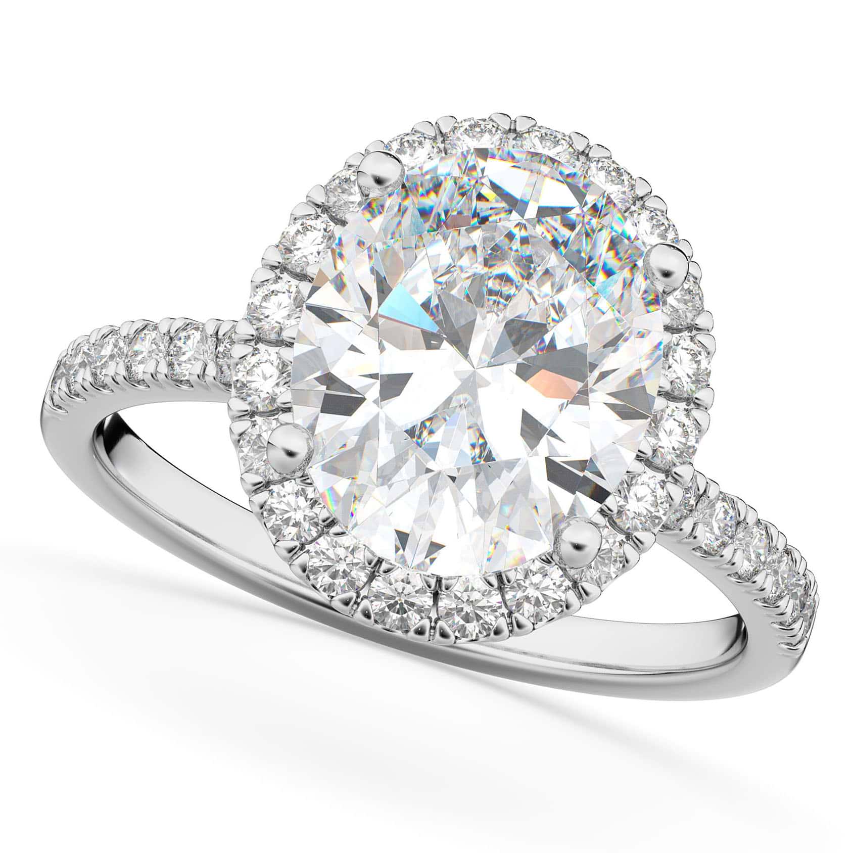 Diamond Oval-Cut Halo Bridal Set 14k White Gold (3.78ct)