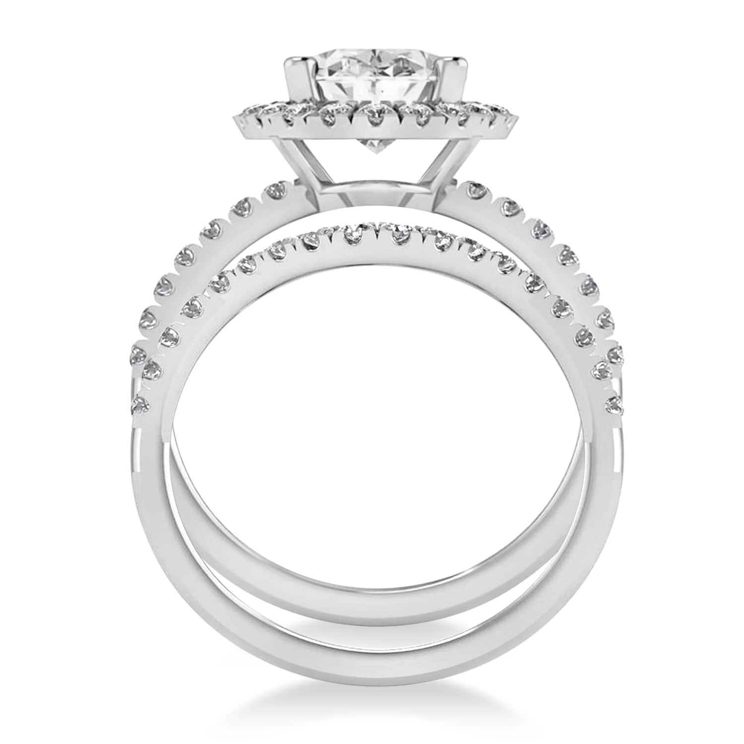 Moissanite & Diamonds Oval-Cut Halo Bridal Set 14K White Gold (3.50ct)