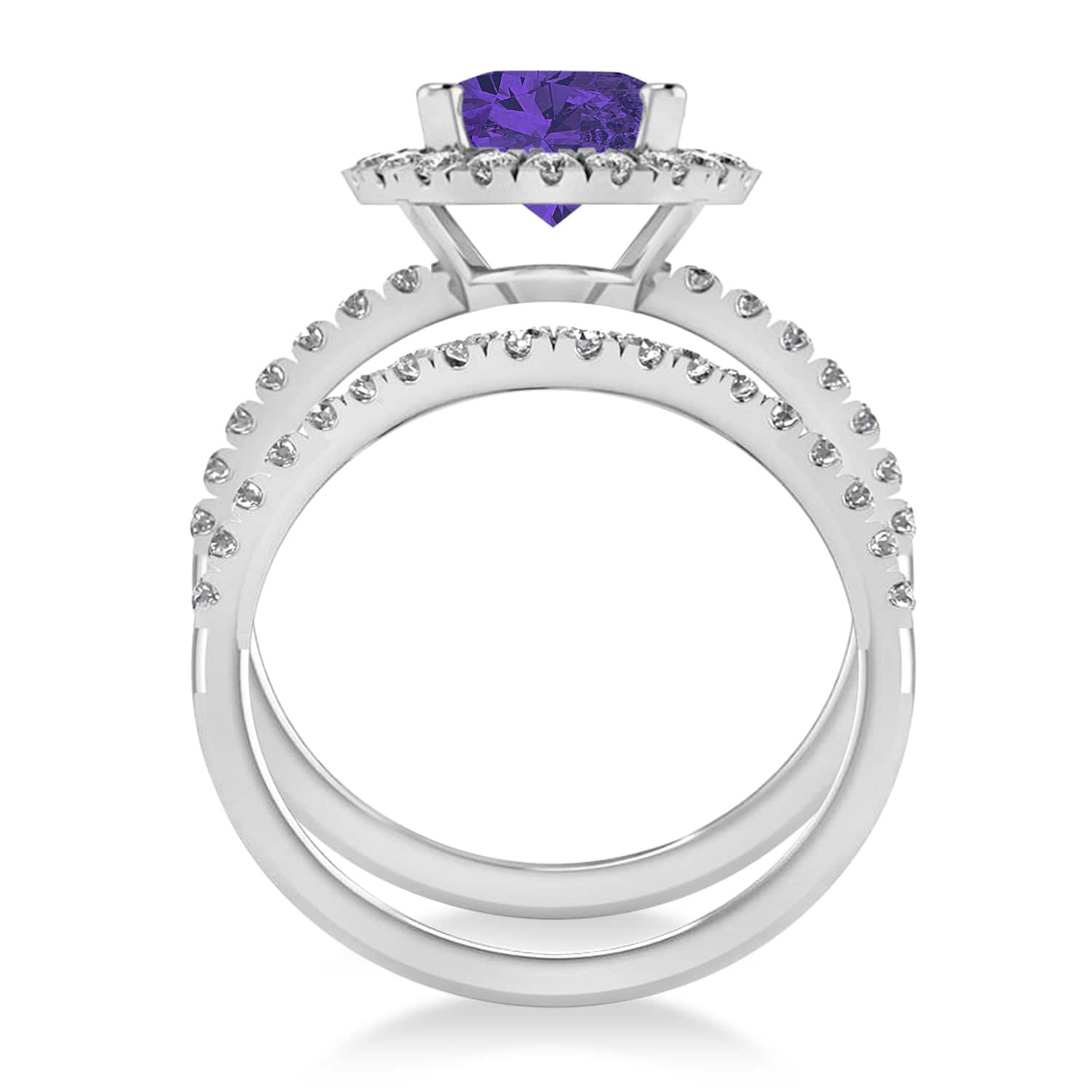 Tanzanite & Diamonds Oval-Cut Halo Bridal Set 14K White Gold 3.93ct ...