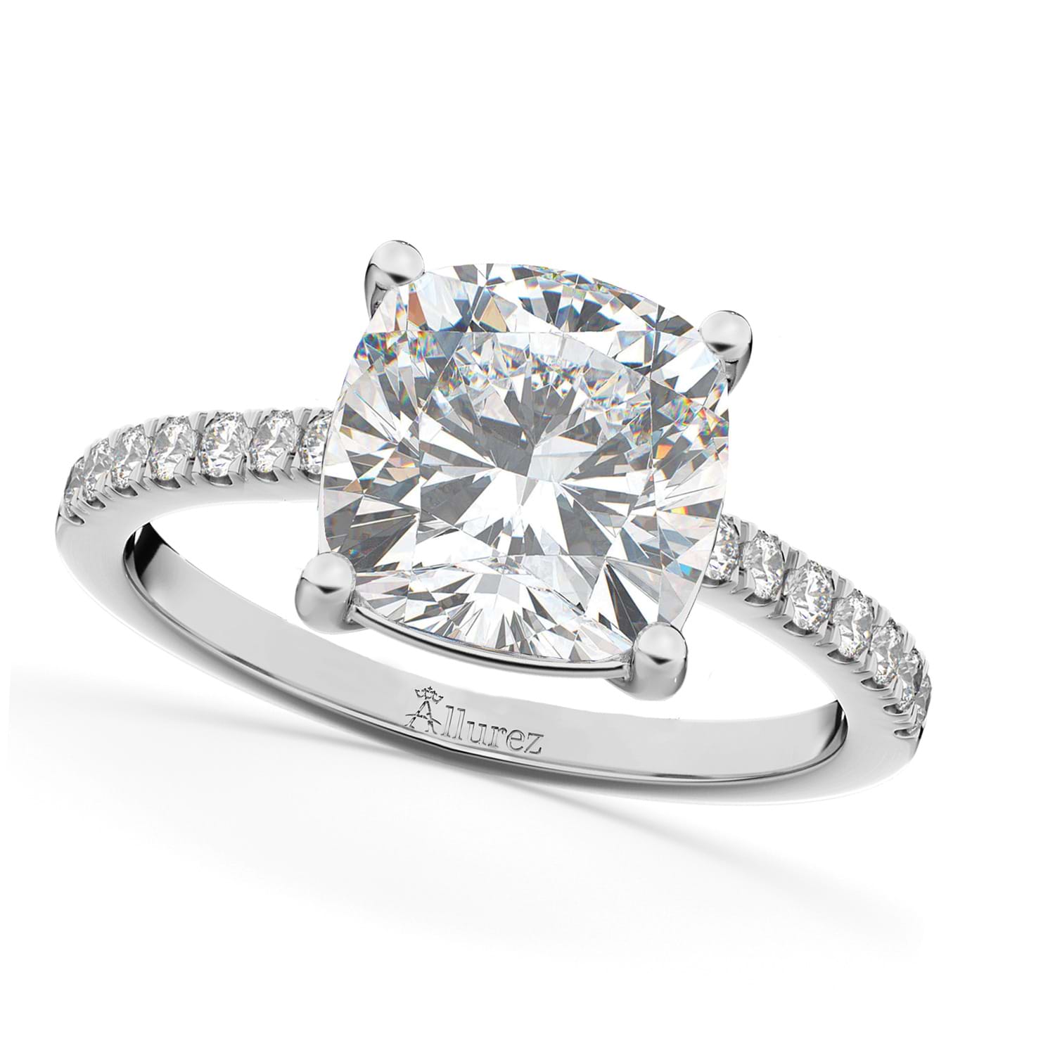 Cushion Cut Lab Grown Diamond Engagement Ring 14k White Gold (2.25ct)