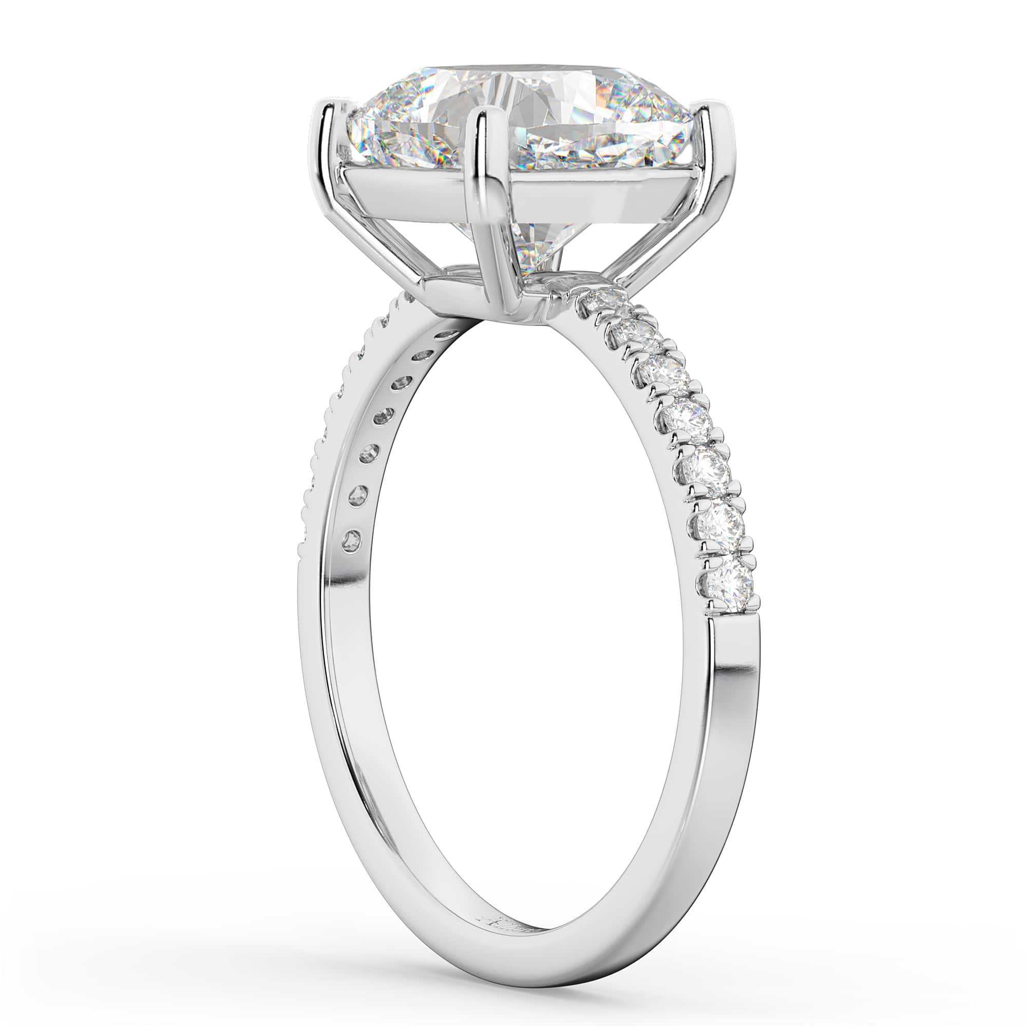 Cushion Cut Lab Grown Diamond Engagement Ring 14k White Gold (2.25ct)