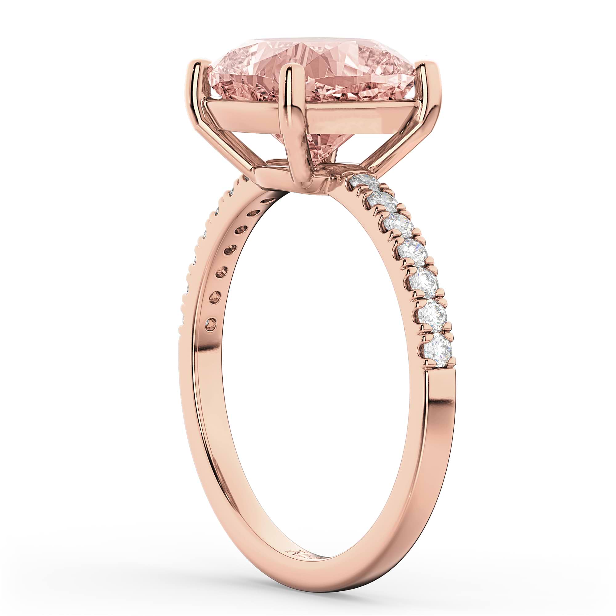 Cushion Cut Morganite & Diamond Engagement Ring 14k Rose Gold (2.81ct)