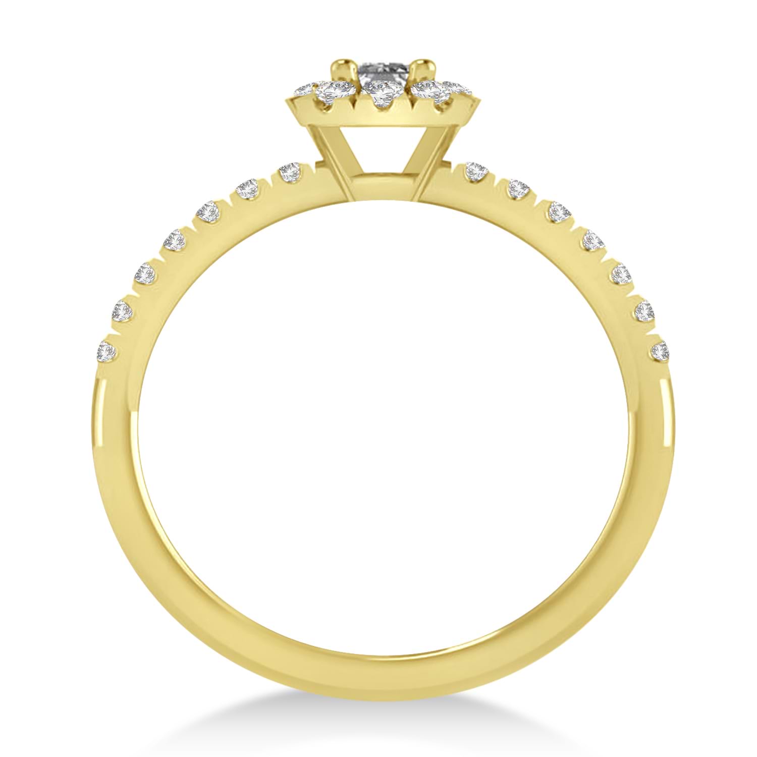 Emerald Diamond Halo Engagement Ring 14k Yellow Gold (0.68ct)