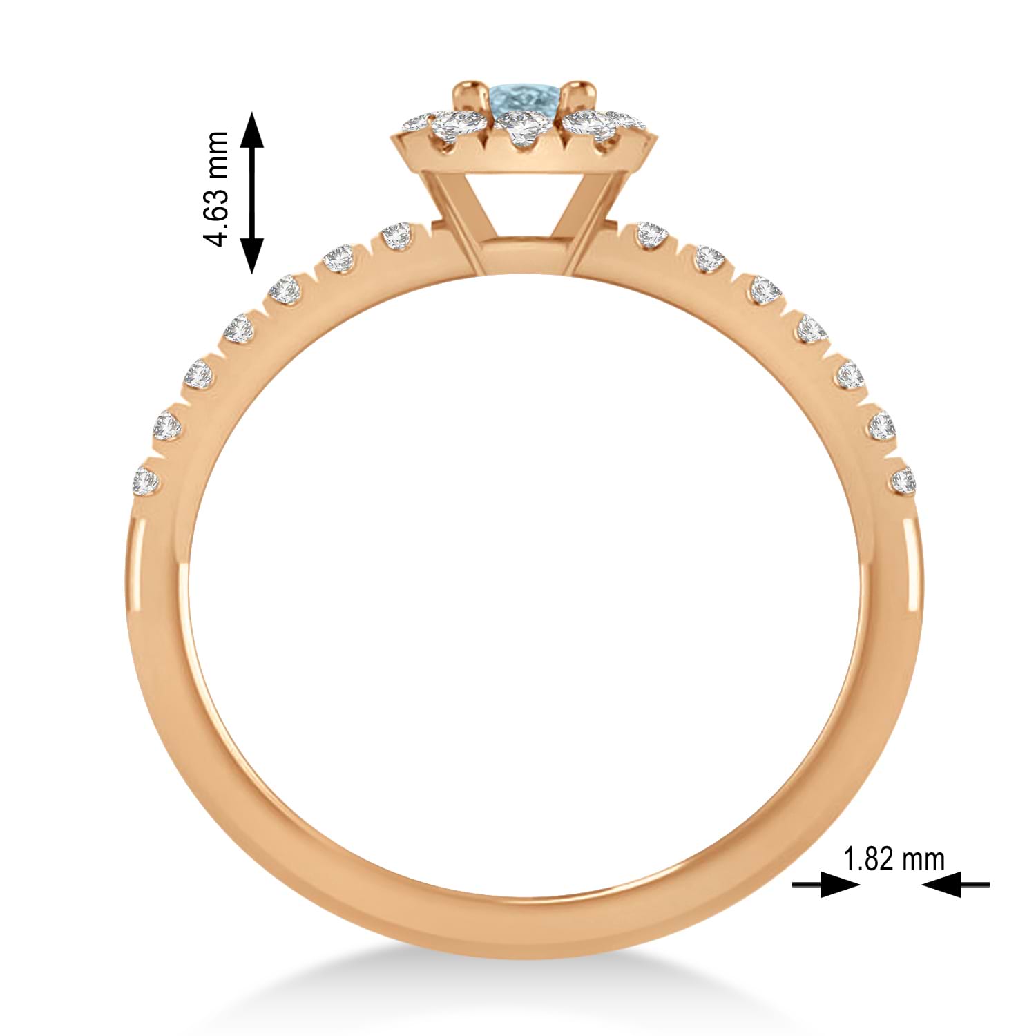 Emerald Aquamarine & Diamond Halo Engagement Ring 14k Rose Gold (0.68ct)