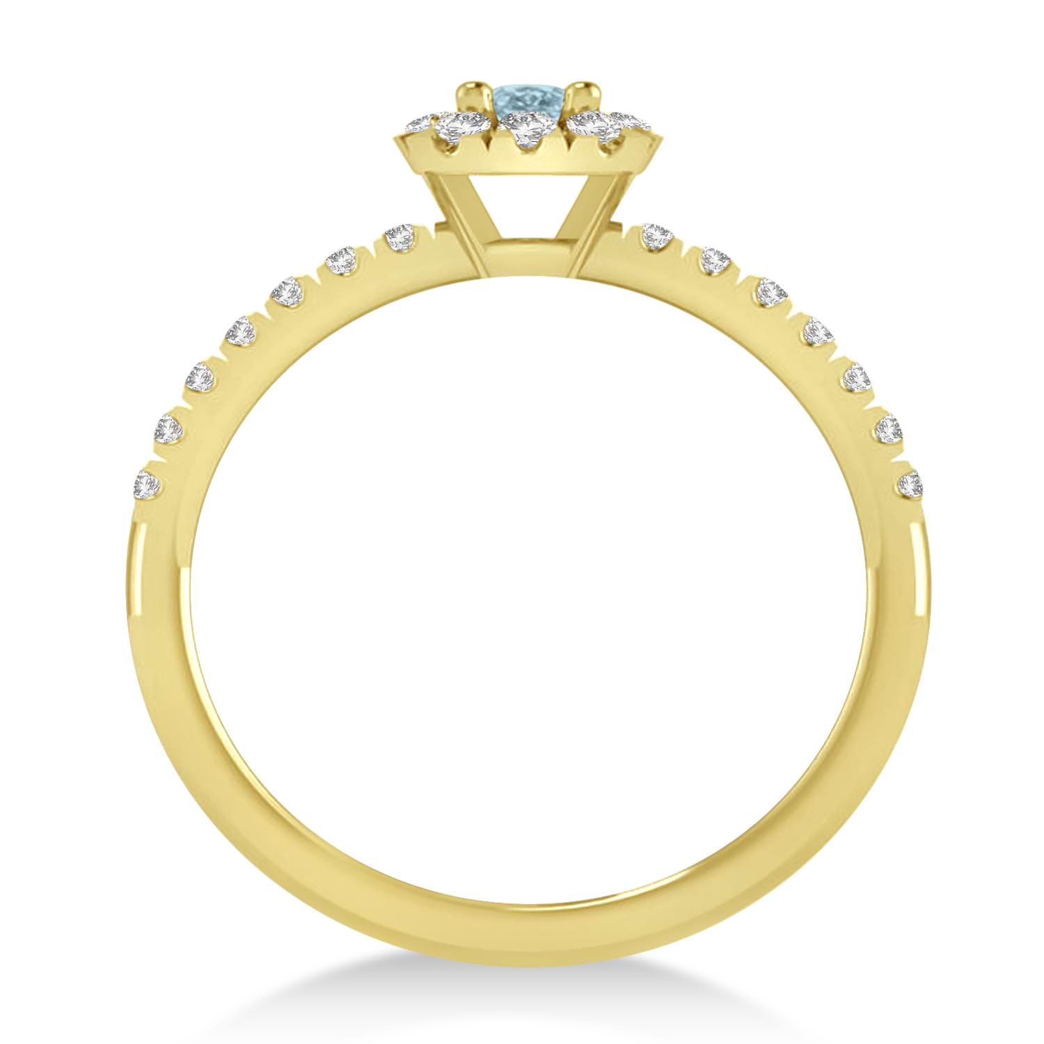 Emerald Aquamarine & Diamond Halo Engagement Ring 14k Yellow Gold (0.68ct)