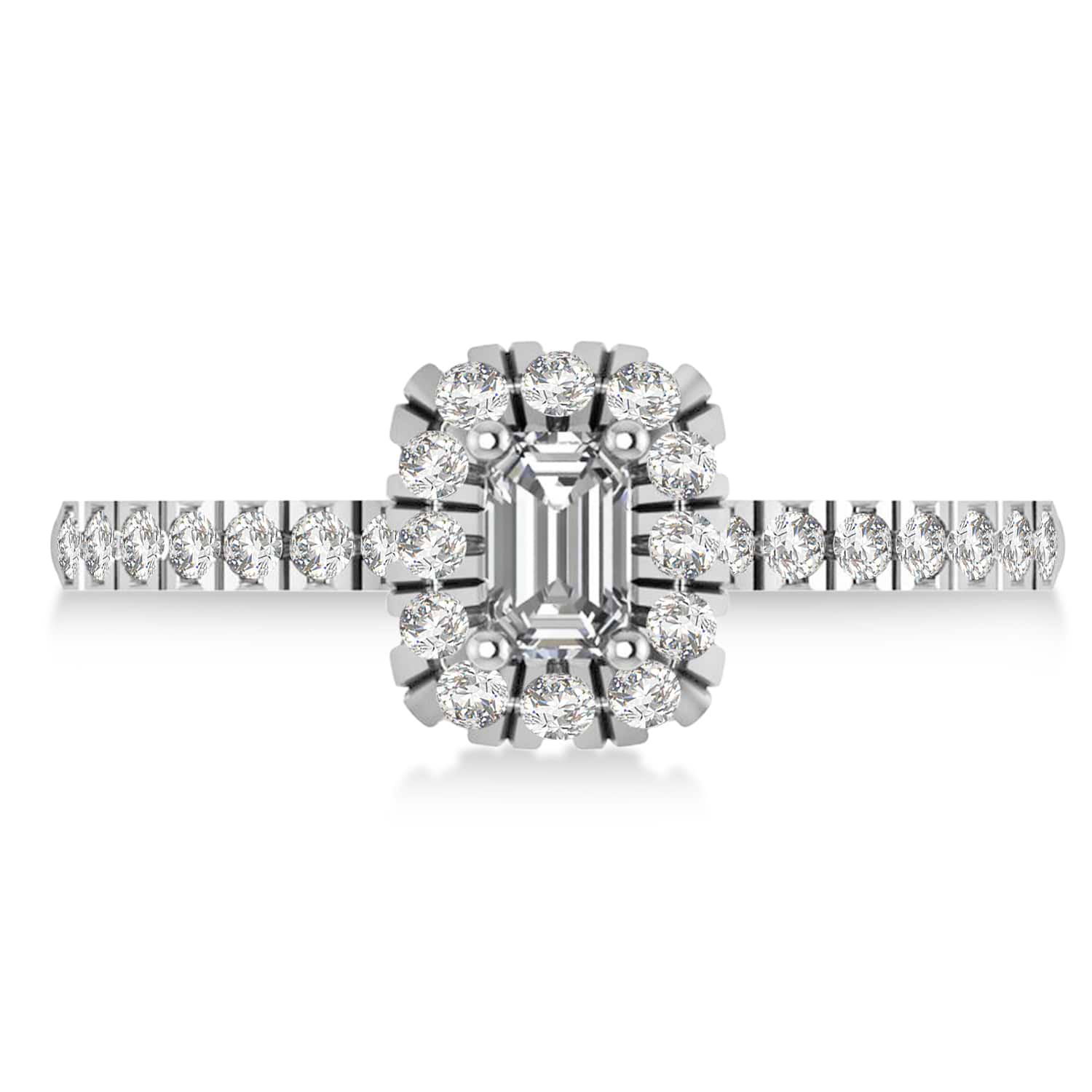 Emerald Lab Grown Diamond Halo Engagement Ring 14k White Gold (0.68ct)
