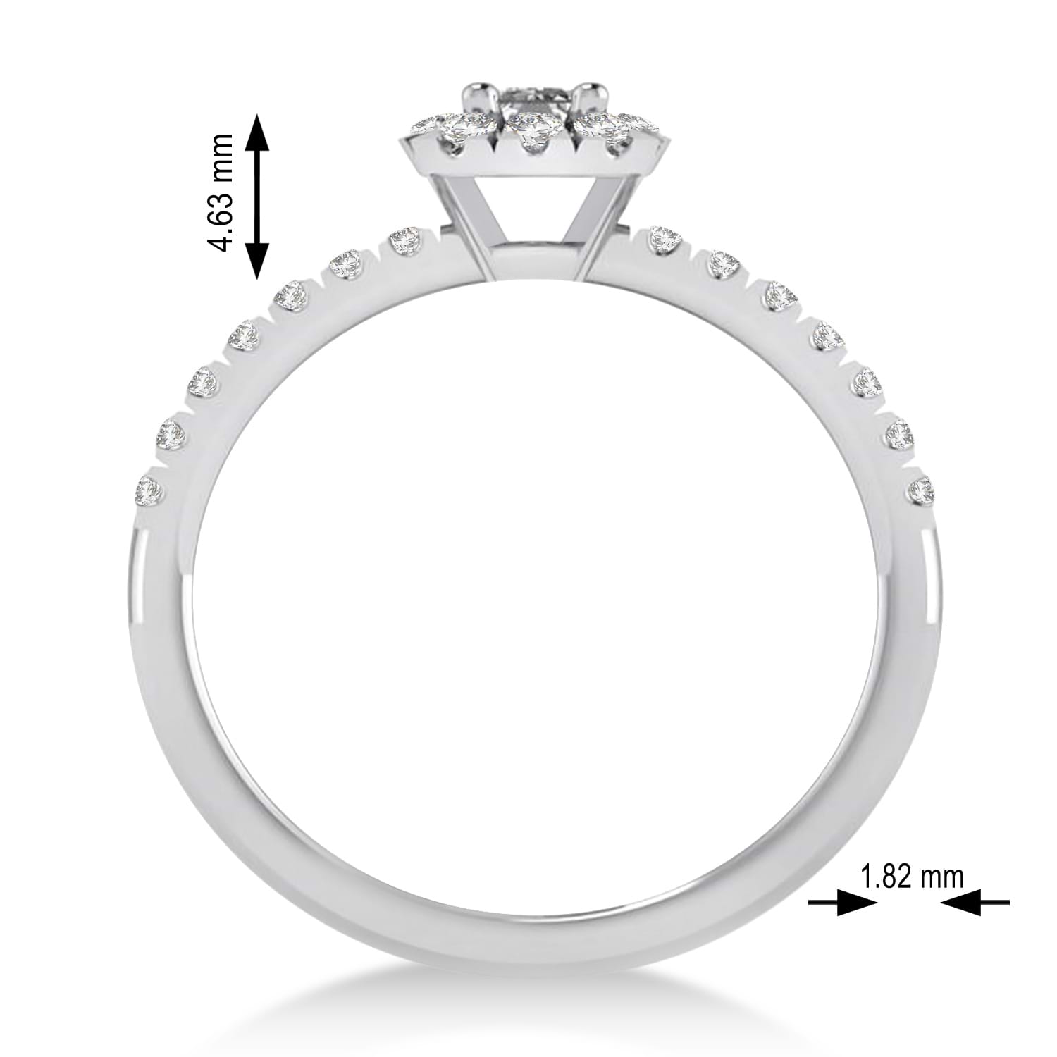 Emerald Lab Grown Diamond Halo Engagement Ring 14k White Gold (0.68ct)