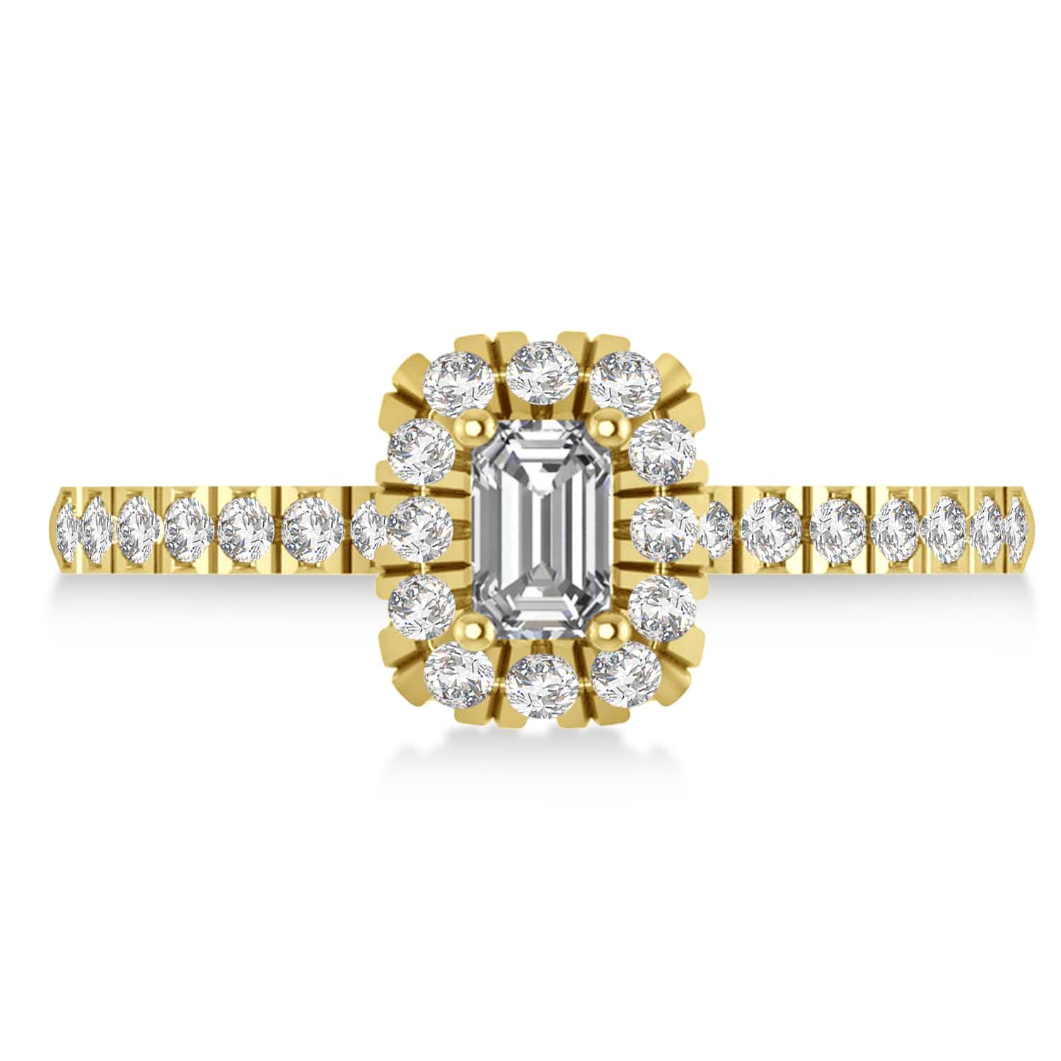 Emerald Lab Grown Diamond Halo Engagement Ring 14k Yellow Gold (0.68ct)