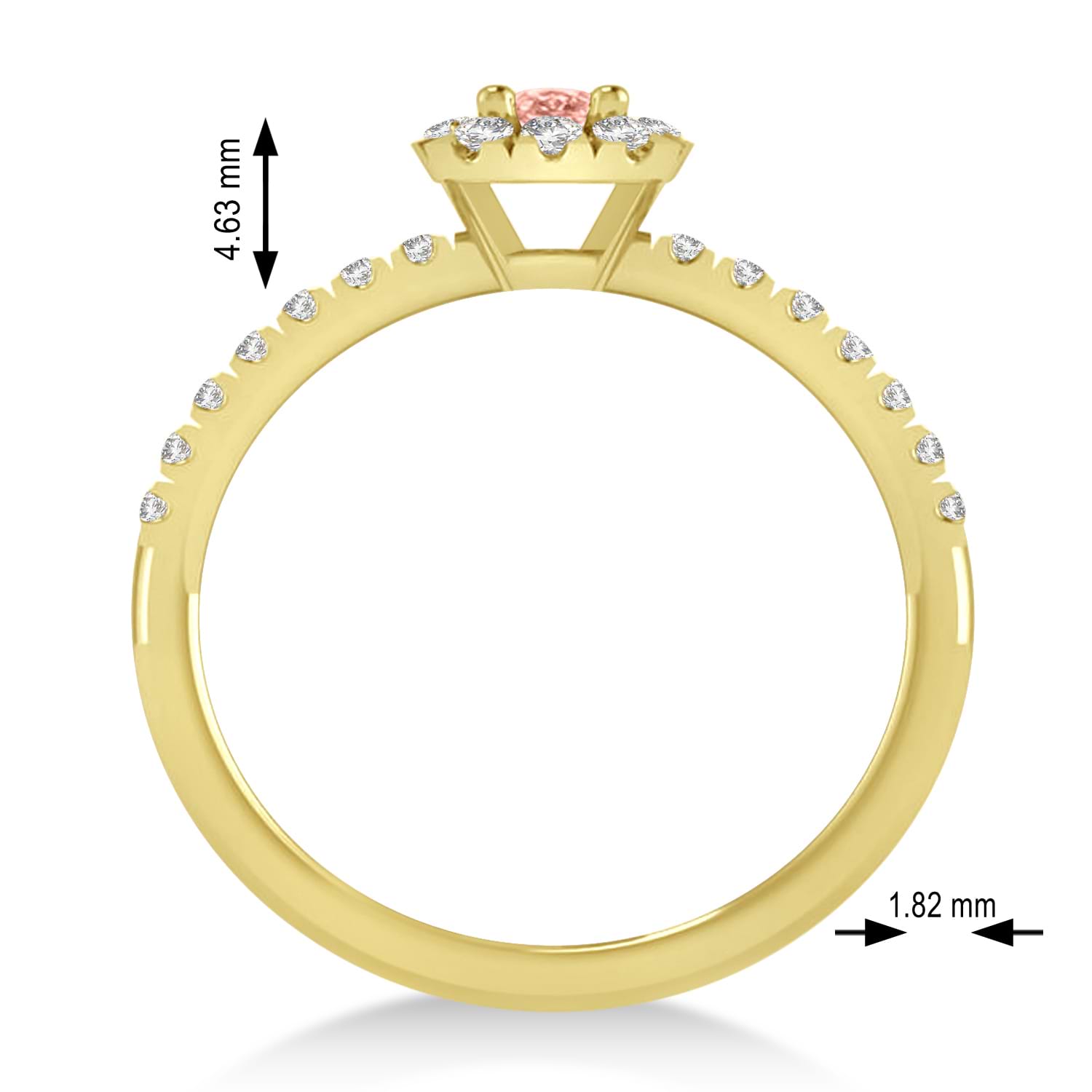 Emerald Morganite & Diamond Halo Engagement Ring 14k Yellow Gold (0.68ct)