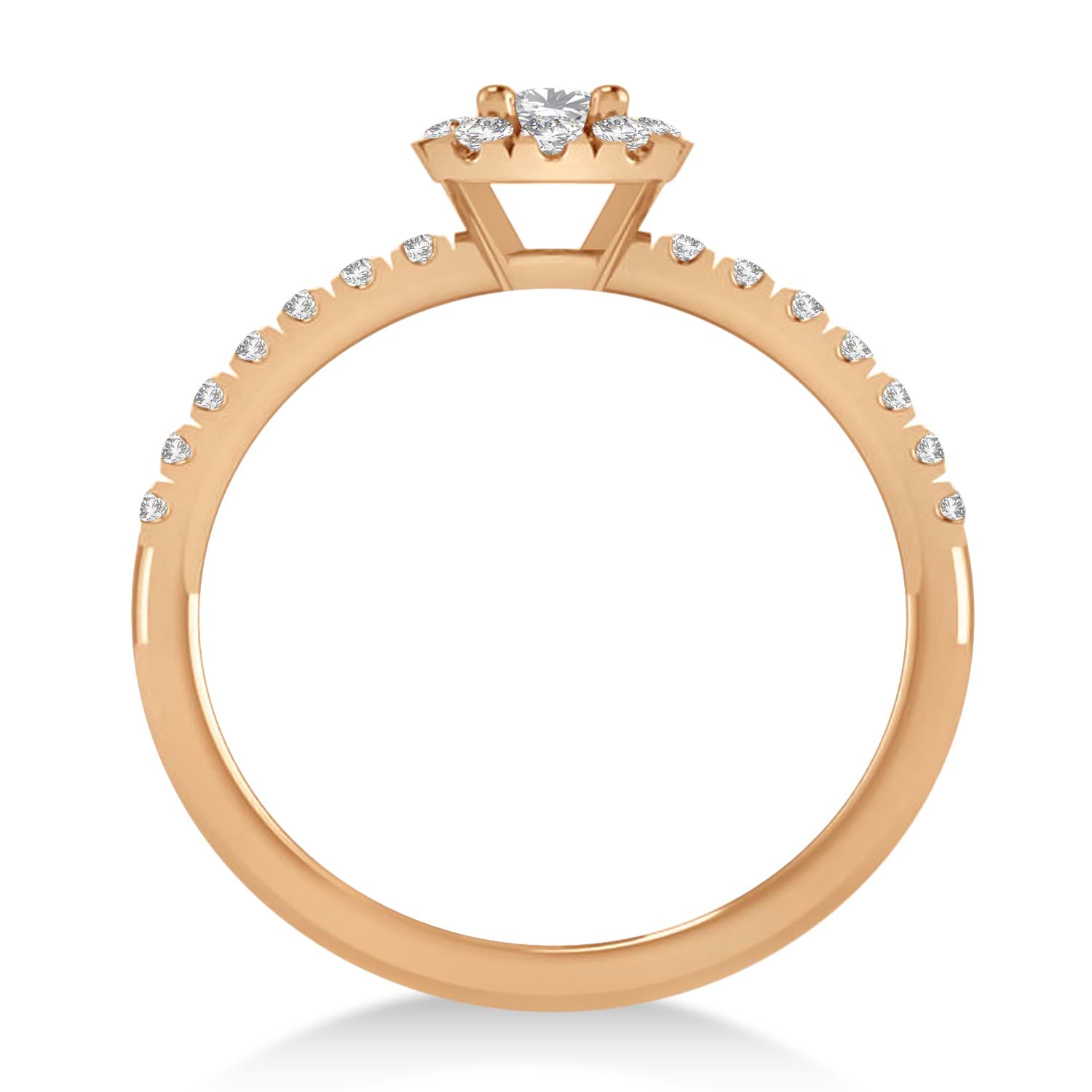 Emerald Moissanite & Diamond Halo Engagement Ring 14k Rose Gold (0.68ct)