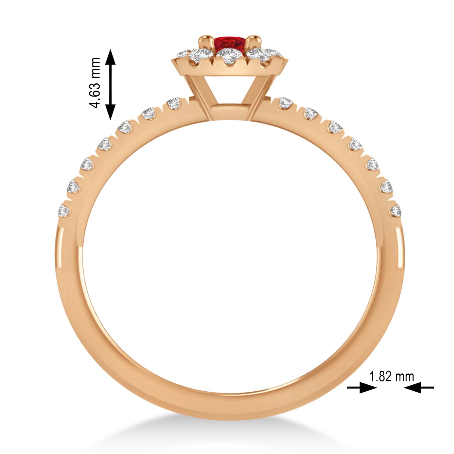 Emerald Ruby & Diamond Halo Engagement Ring 14k Rose Gold (0.68ct)
