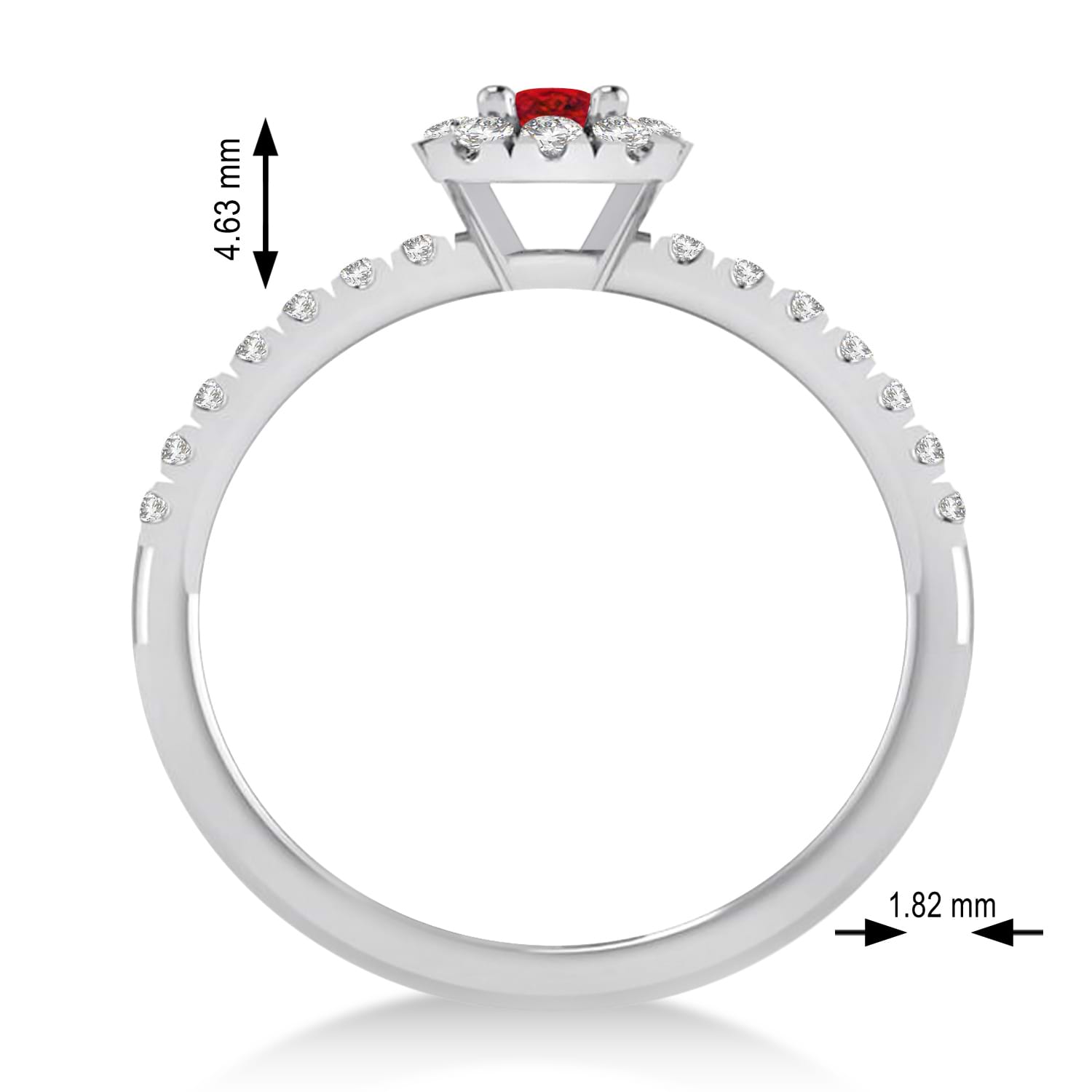 Emerald Ruby & Diamond Halo Engagement Ring 14k White Gold (0.68ct)