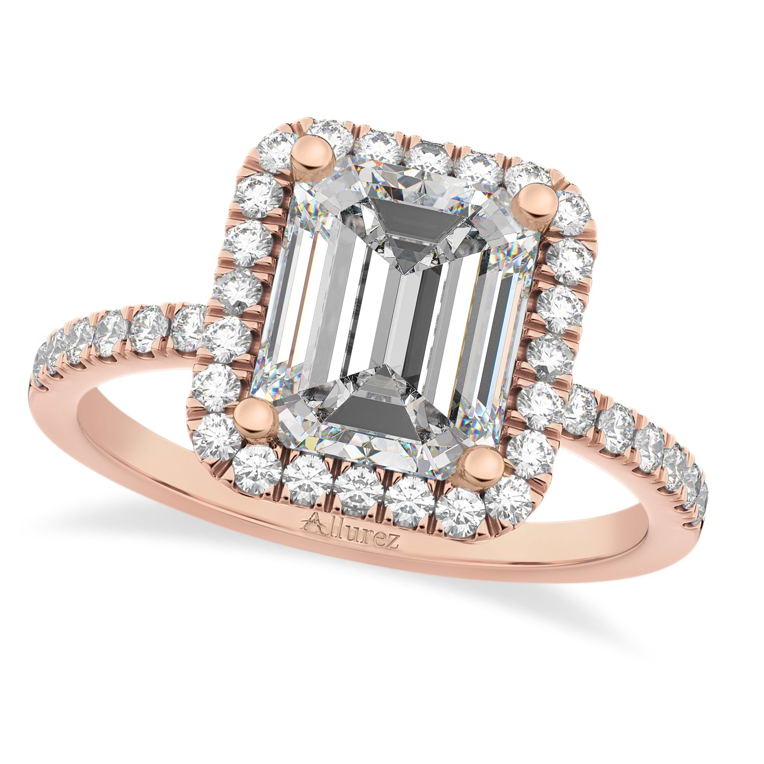 Emerald Cut Diamond Engagement 14k Rose Gold (3.32 ct)