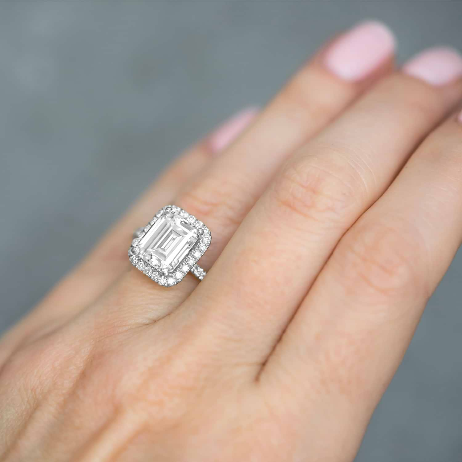 Emerald Cut Diamond Engagement 14k White Gold (3.32 ct)