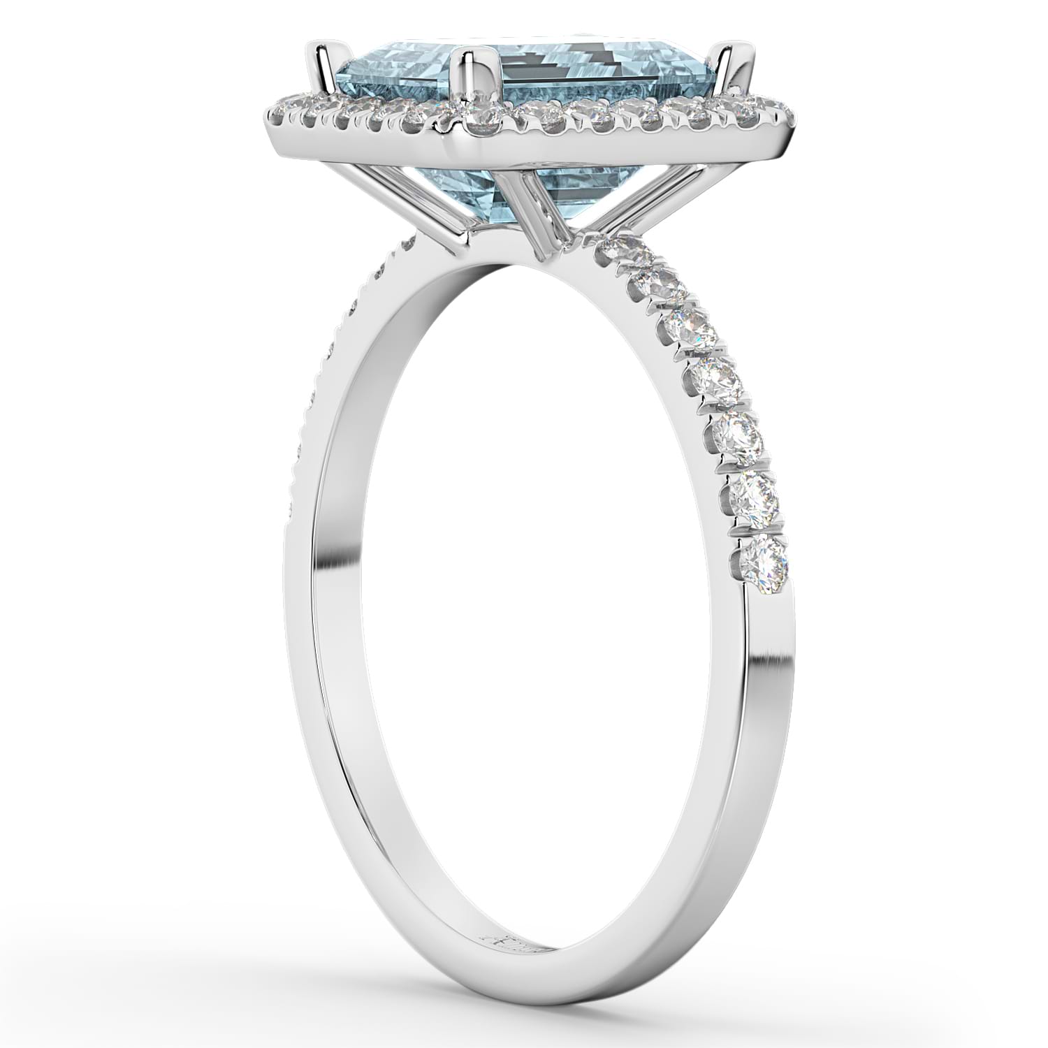 Aquamarine & Diamond Engagement Ring 14k White Gold (3.32ct)
