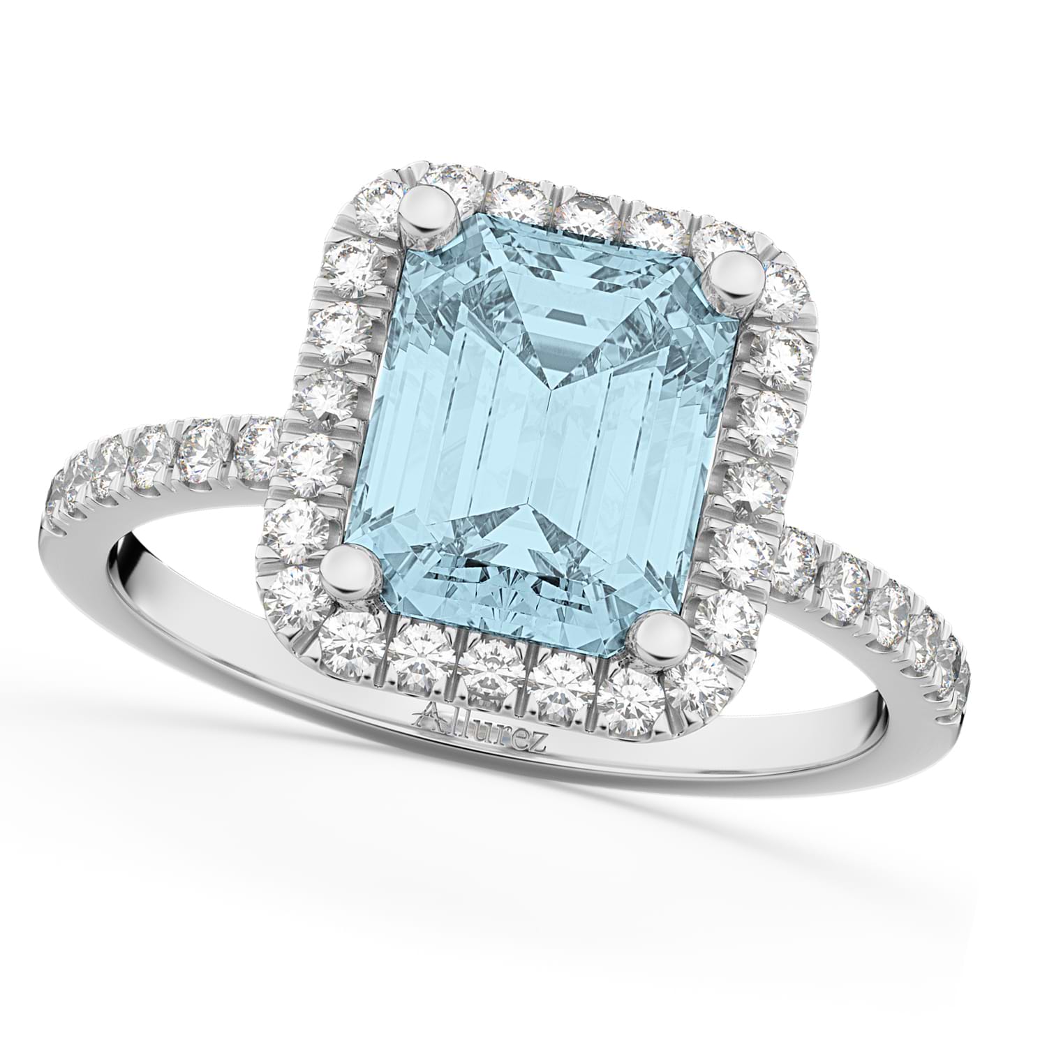 Aquamarine & Diamond Engagement Ring 18k White Gold (3.32ct) - AD1858