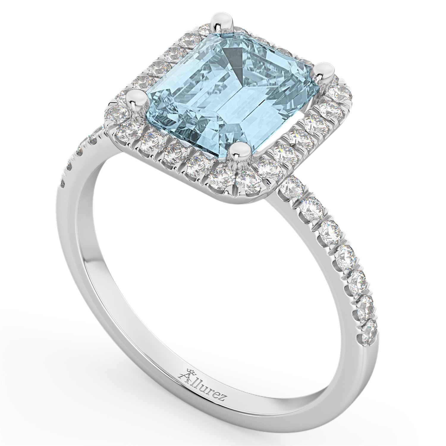 Aquamarine & Diamond Engagement Ring 18k White Gold (3.32ct) - AD1858