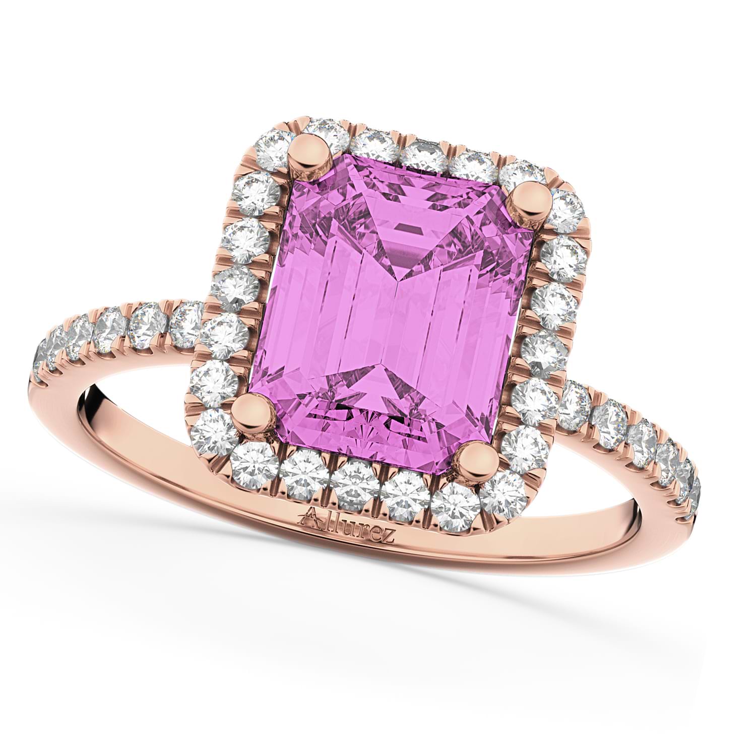Pink Sapphire Diamond Engagement Ring 18k Rose Gold (3.32ct) - AD1878