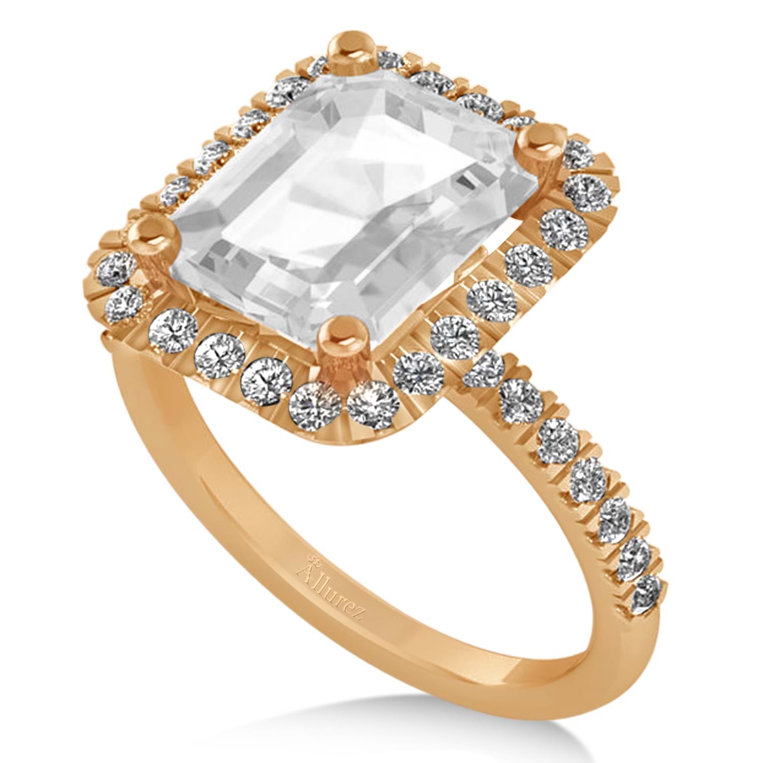 White Topaz Diamond Engagement Ring 18k Rose Gold (3.32ct)