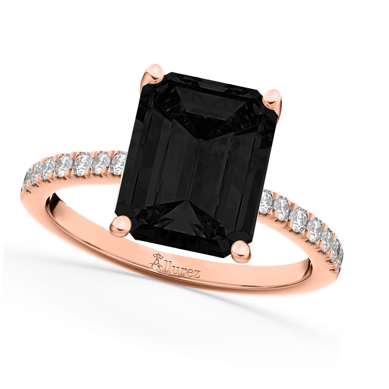1.37 Carat Princess Cut Black Diamond Engagement Ring 14k Black Gold Unique  Vintage Antique Style Certified Pave Handmade