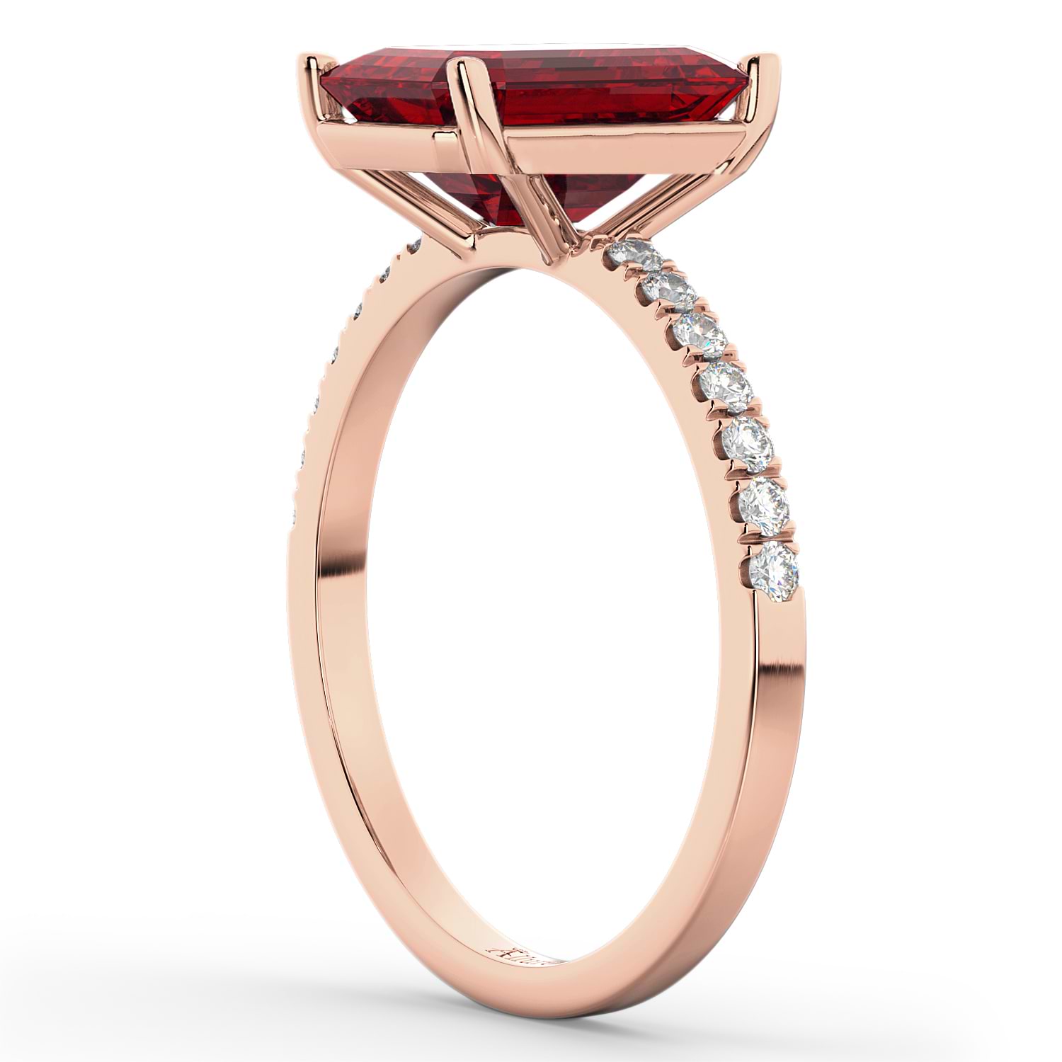 Emerald Cut Ruby & Diamond Engagement Ring 14k Rose Gold (2.96ct)