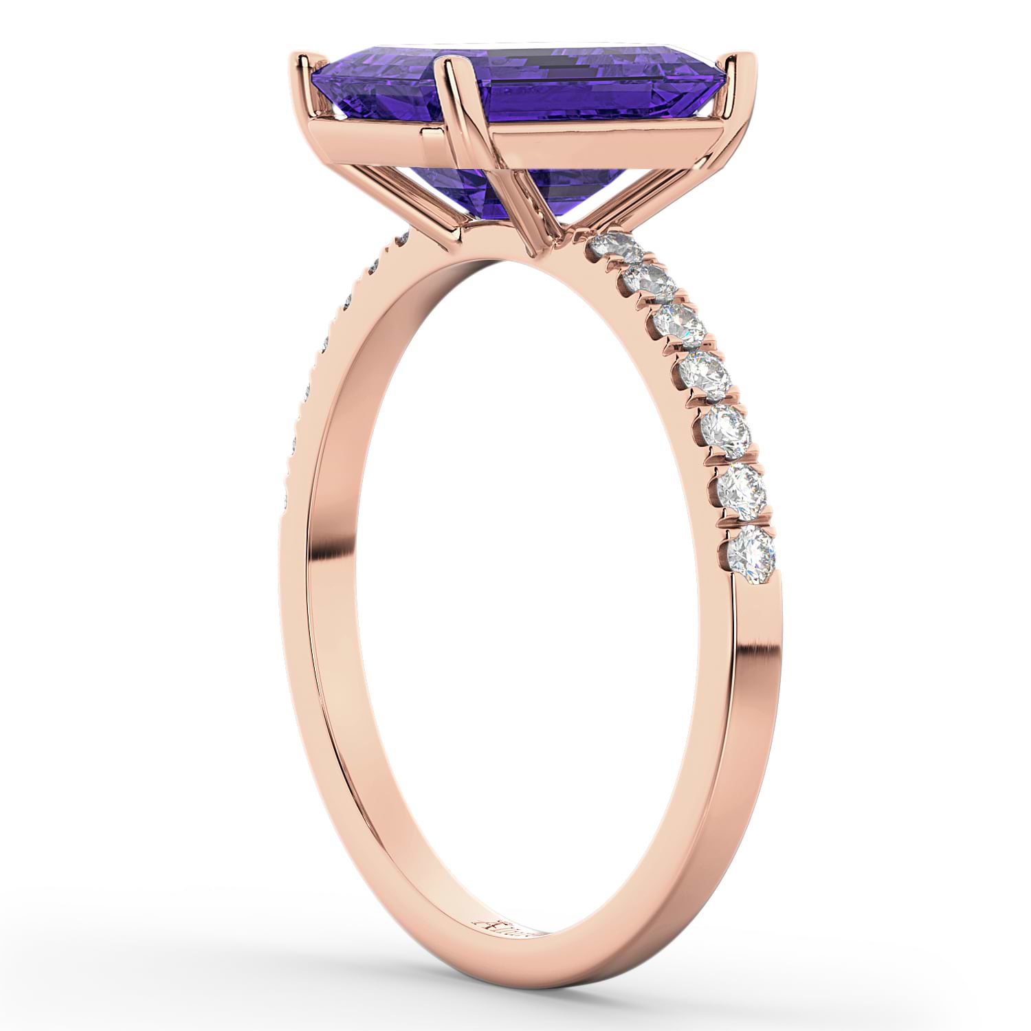 Emerald-Cut Tanzanite Diamond Engagement Ring 18k Rose Gold (2.96ct)