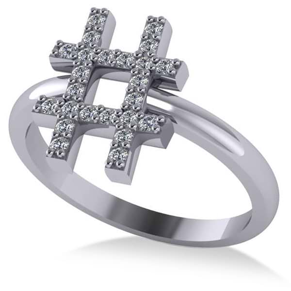 Hashtag Diamond Fashion Ring 14K White Gold (0.24ct)