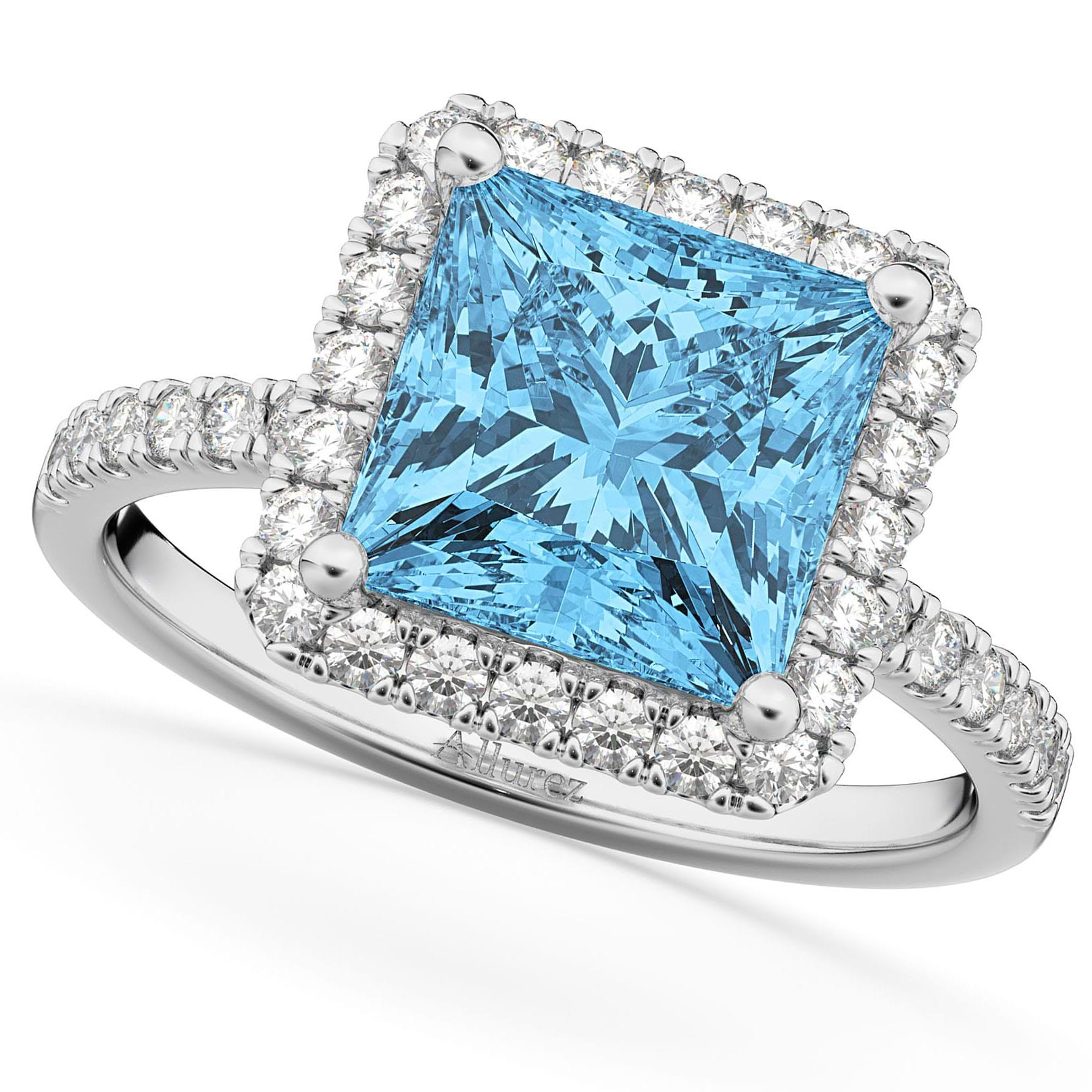 Blue princess cut deals diamond