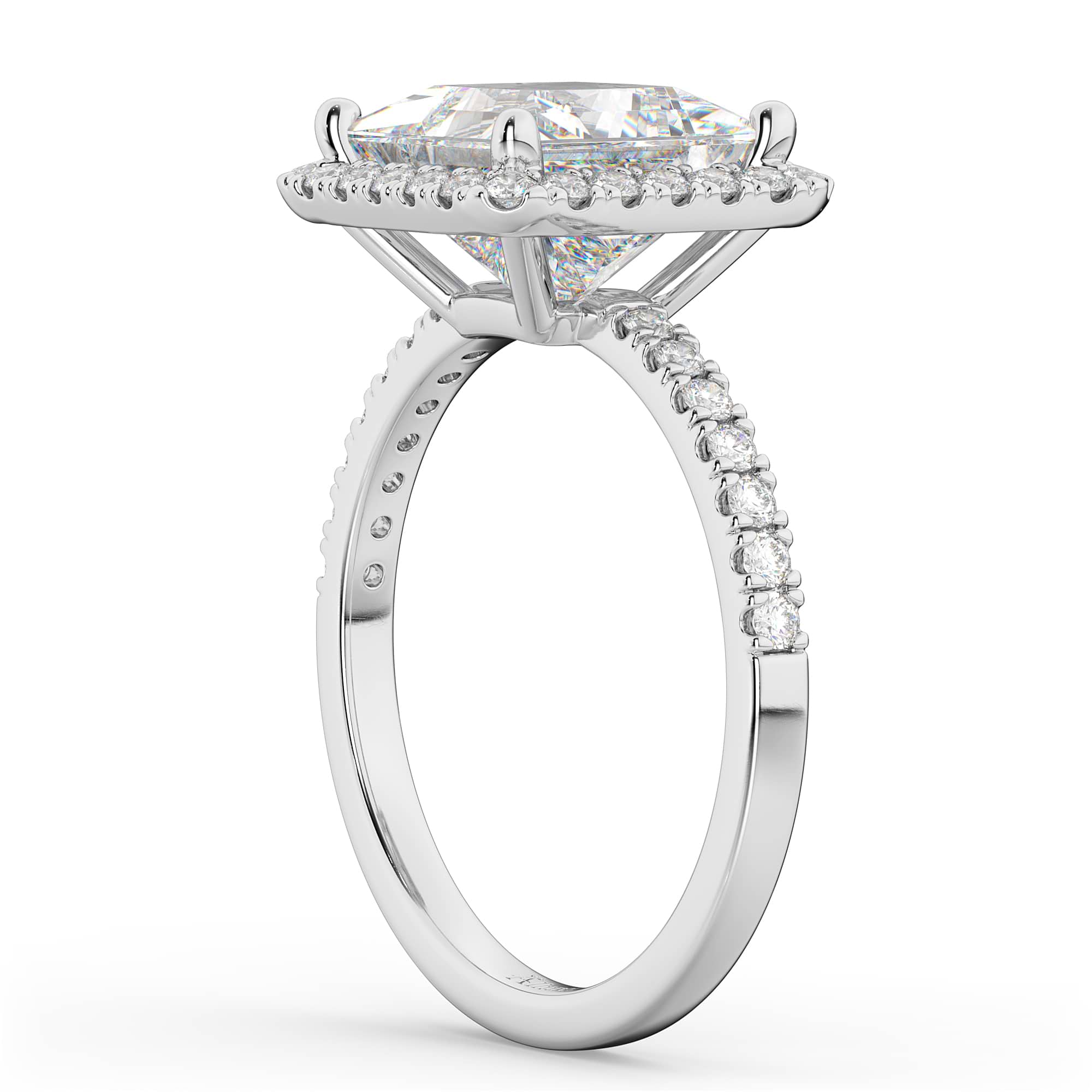 2.25 Ct. Princess Cut Vine Halo Lab Lab Diamond Ring In 14K White Gold