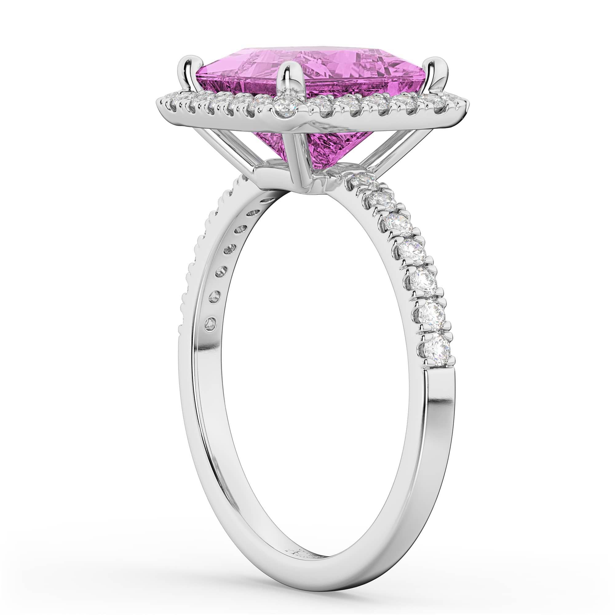 Lafonn Double-Halo Engagement Ring PINK RINGS Size 5 Platinum 2.48 CTS  Approx.15.5(H)*11.3(W) – Wolf Fine Jewelers