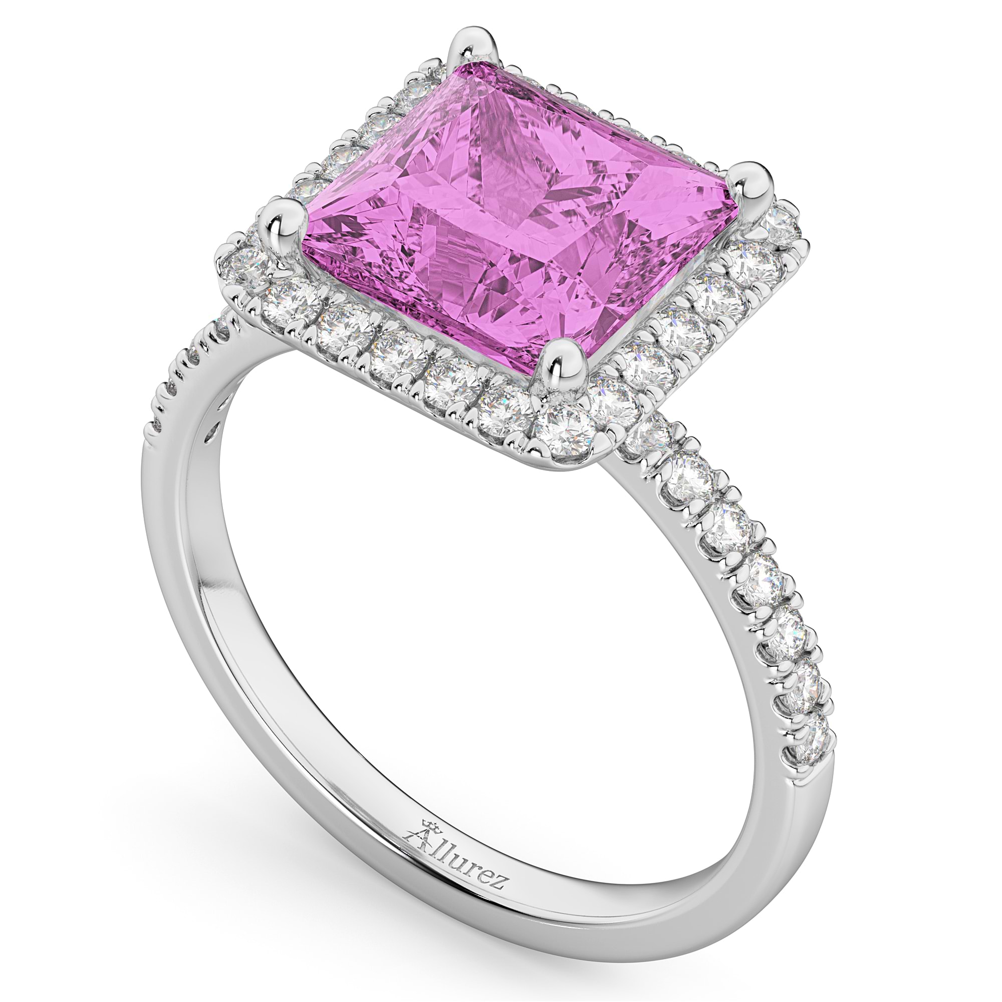 Scalloped Halo Pink Ring – Karina Ariana