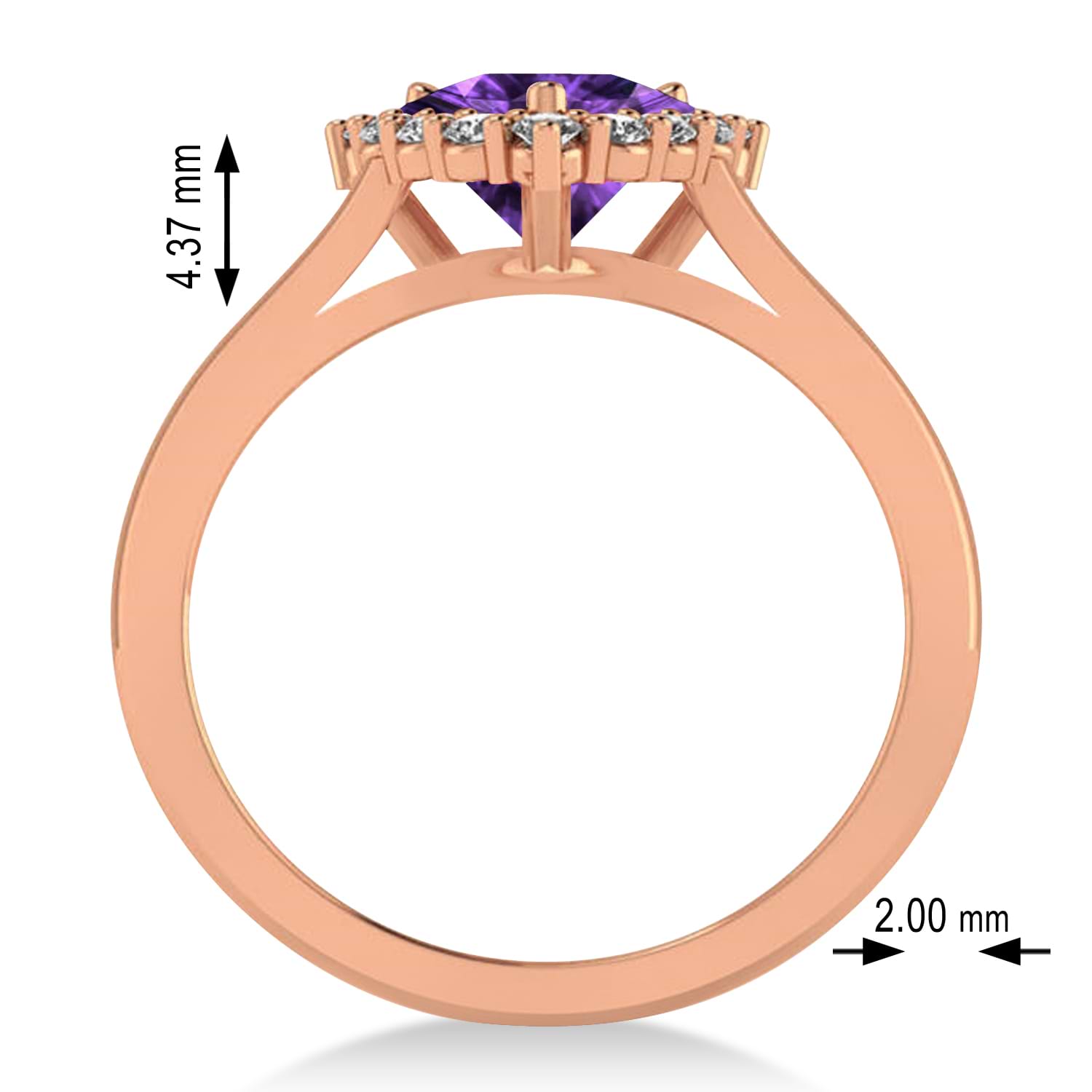 Diamond & Amethyst Trillion Cut Ring 14k Rose Gold (1.26ct)