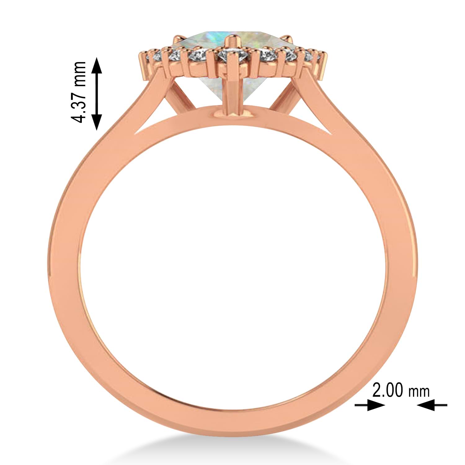 Diamond & Opal Trillion Cut Ring 14k Rose Gold (1.24ct)
