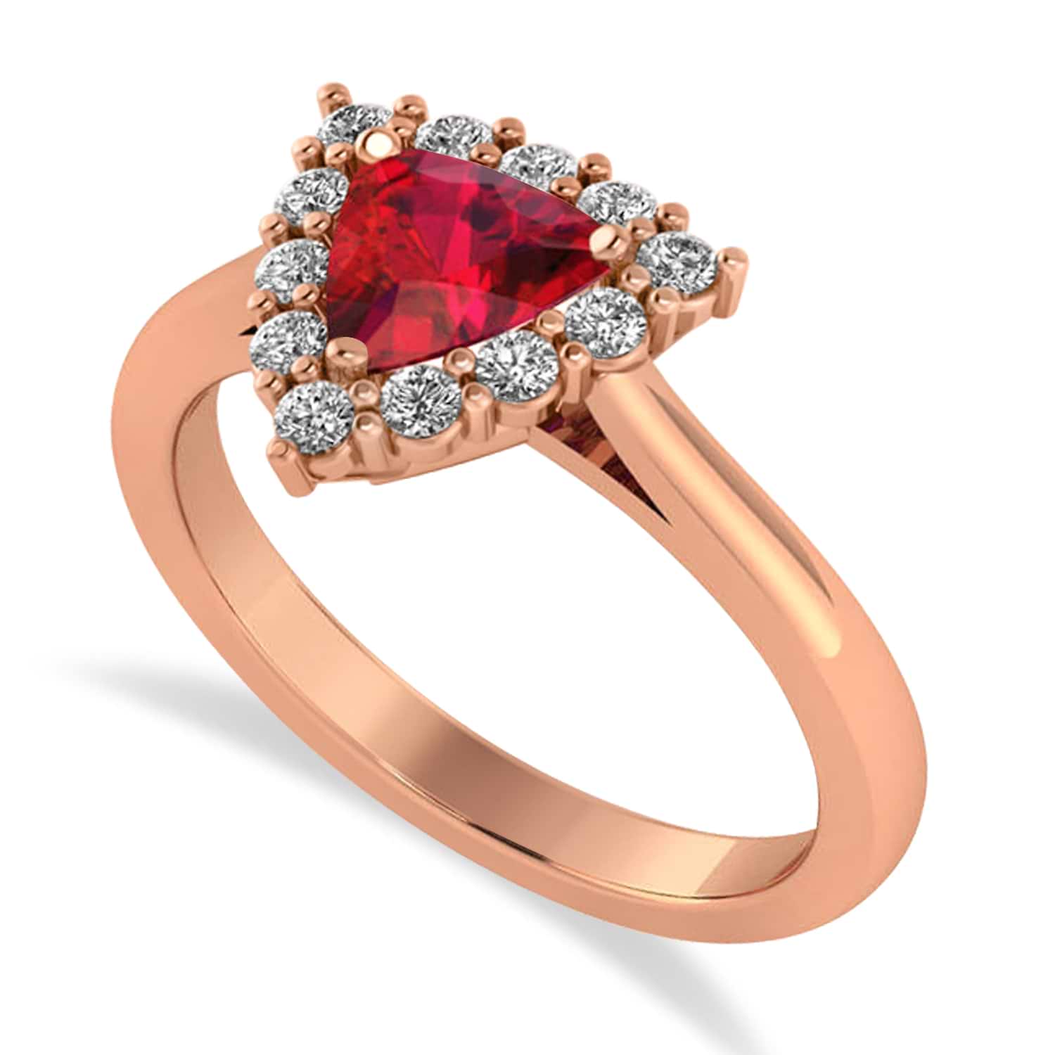 Diamond & Ruby Trillion Cut Ring 14k Rose Gold (1.79ct)