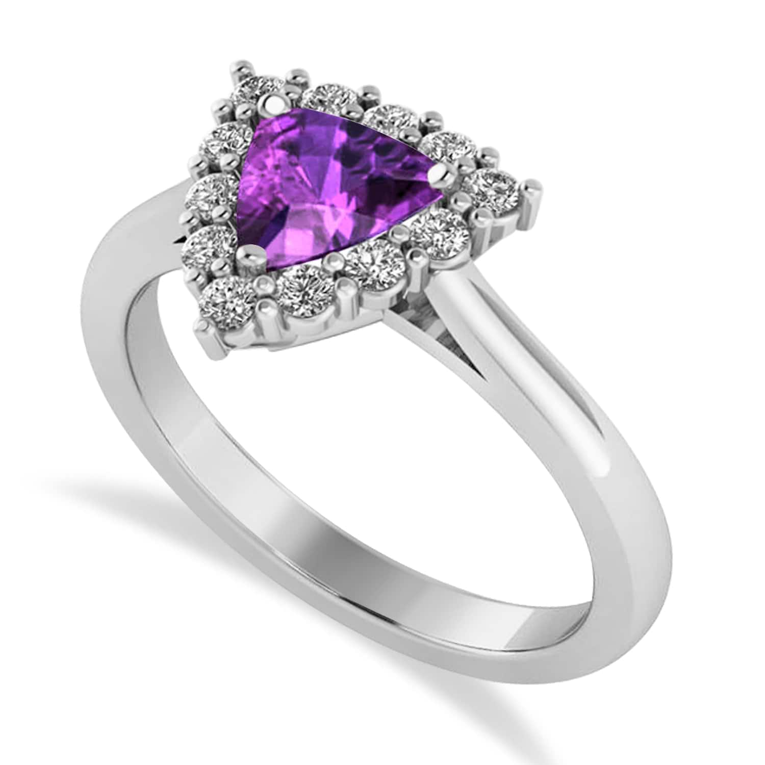 Diamond & Amethyst Trillion Cut Ring 14k White Gold (1.26ct)