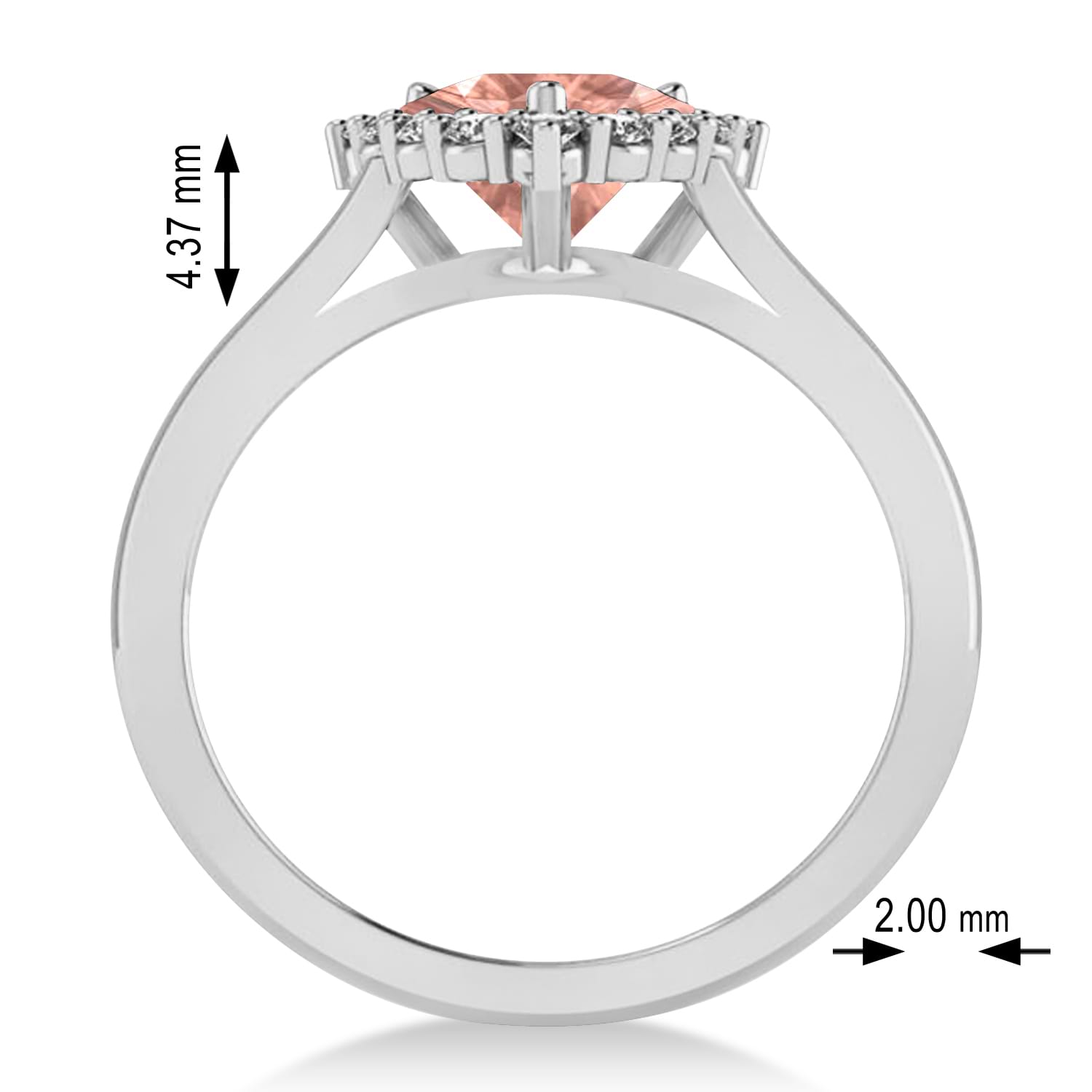 Diamond & Morganite Trillion Cut Ring 14k White Gold (1.24ct)