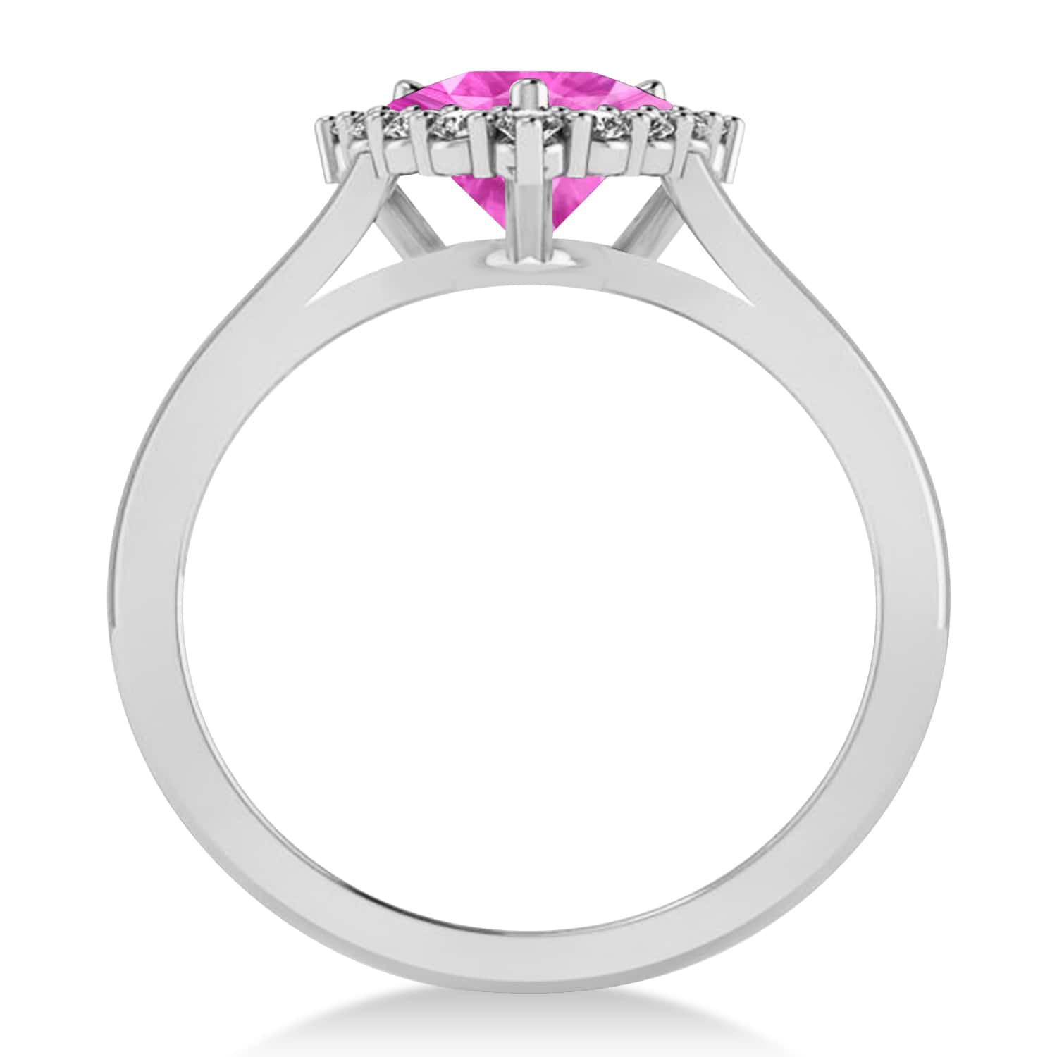 Diamond & Pink Sapphire Trillion Cut Ring 14k White Gold (1.78ct)