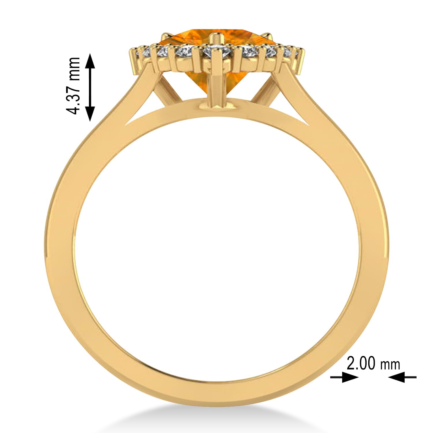 Diamond & Citrine Trillion Cut Ring 14k Yellow Gold (1.26ct)